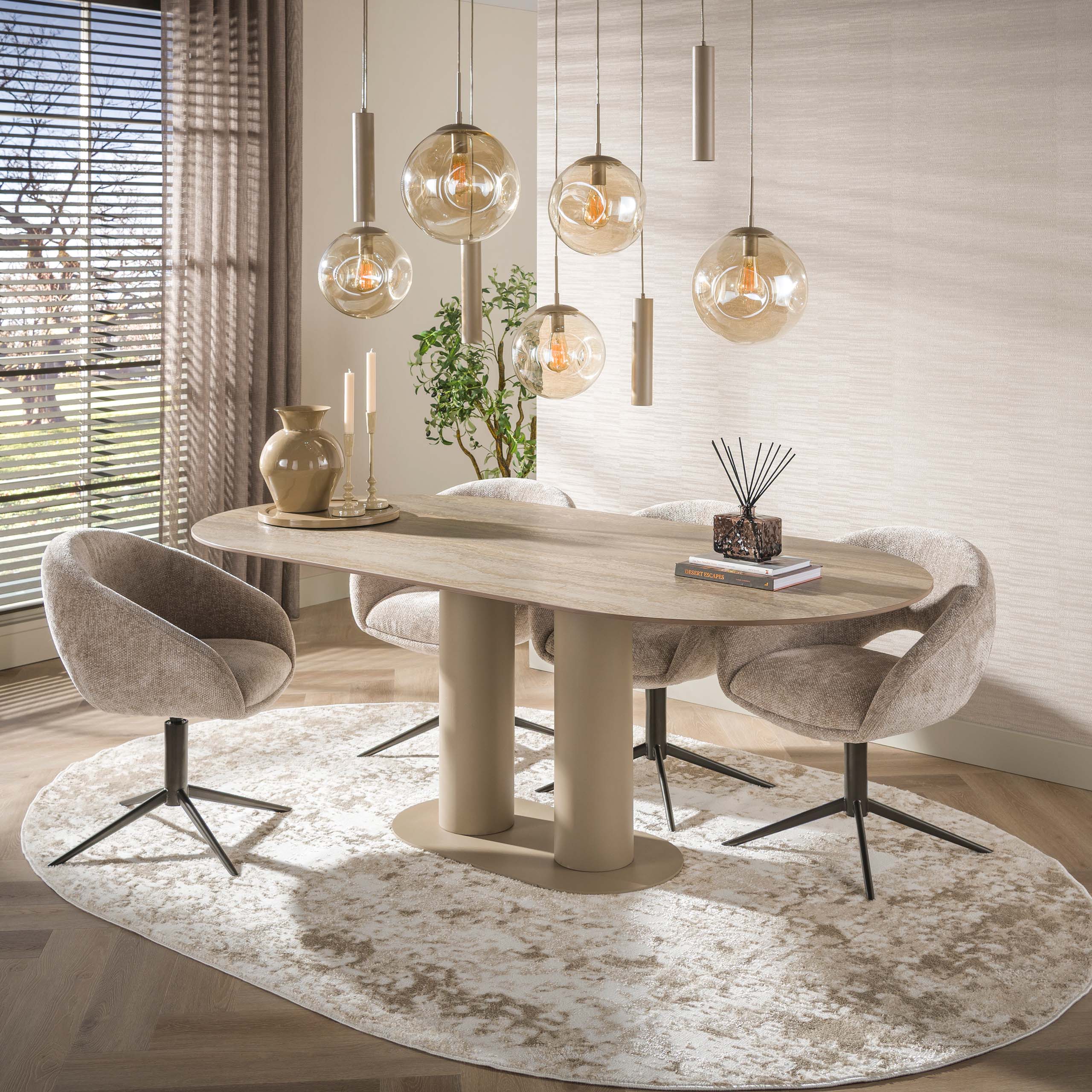 Eettafel Selvo 215cm, 3D travertin zand - Zijlstra