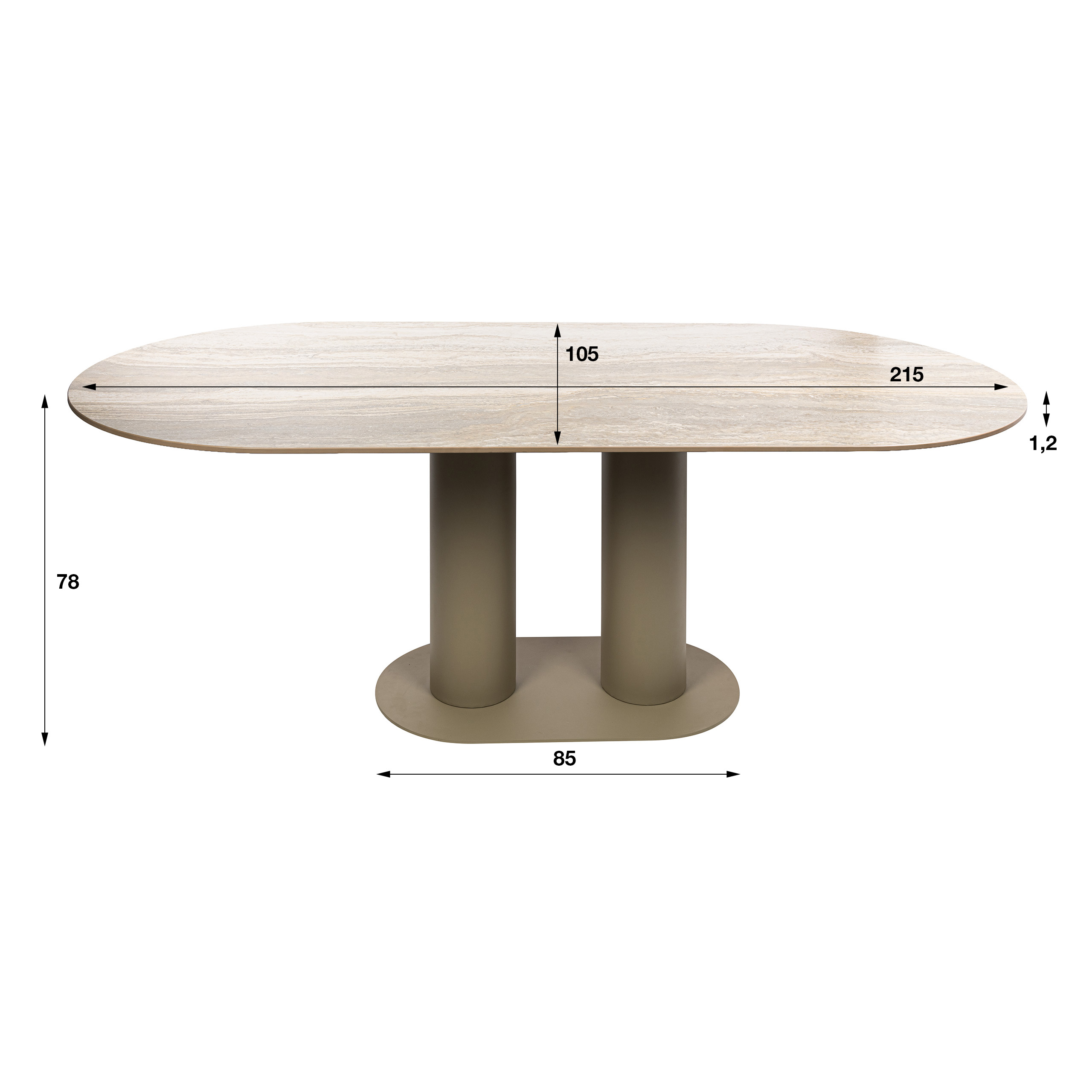 Eettafel Selvo 215cm, 3D travertin zand - Zijlstra