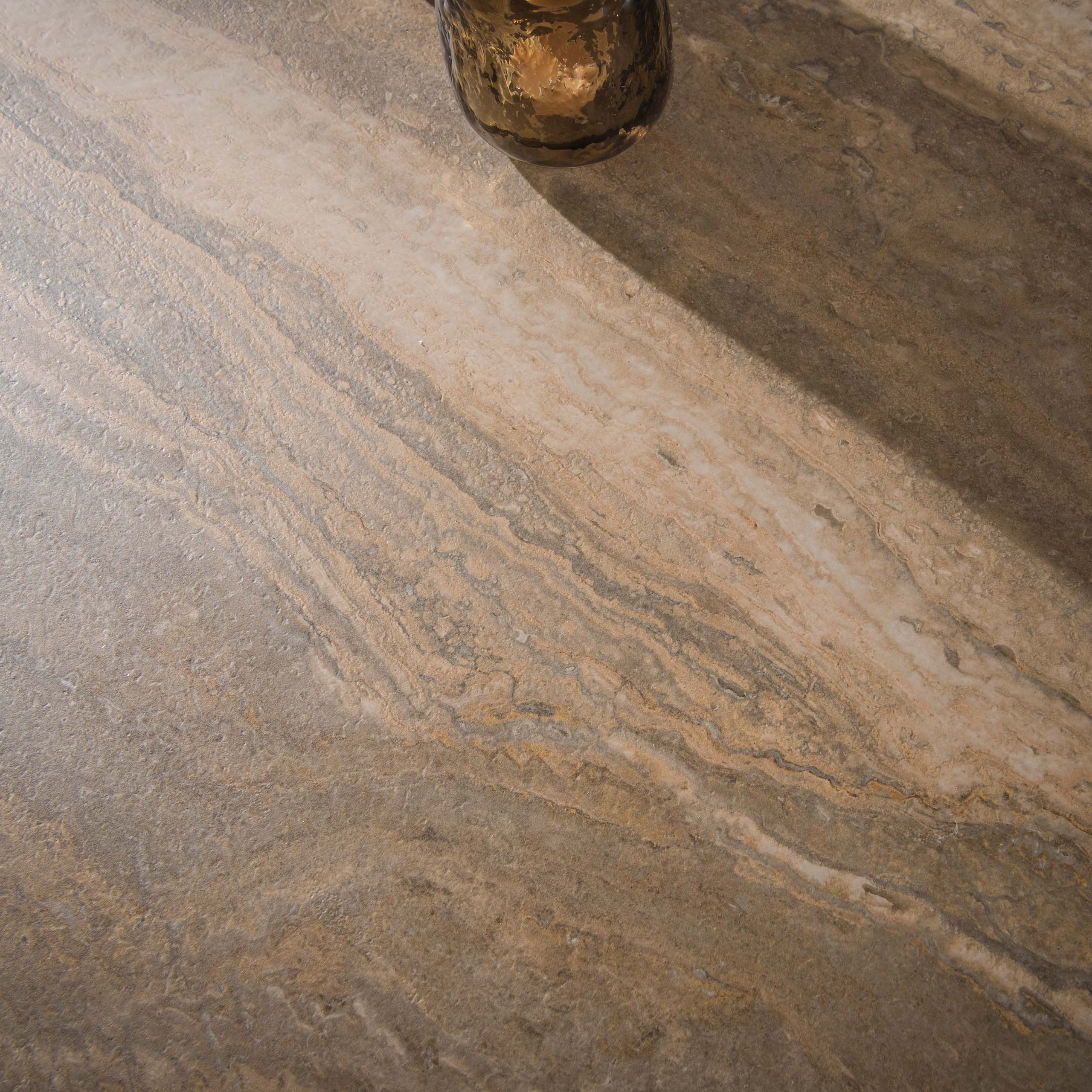 Esstisch Sabbia Dänisch Oval 215cm in 3D-Travertin Sand - Emmo Design
