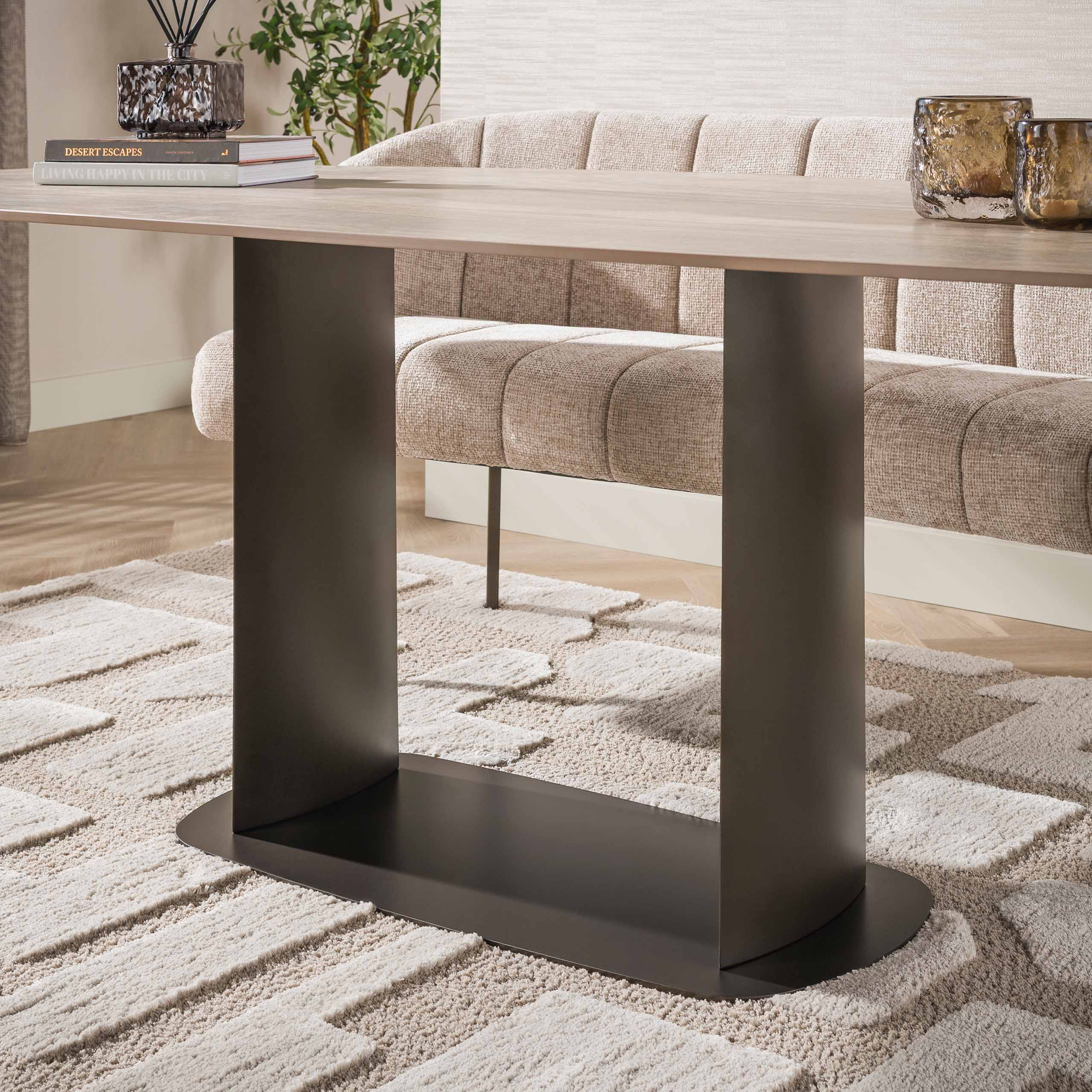 Esstisch Sabbia Dänisch Oval 215cm in 3D-Travertin Sand - Emmo Design