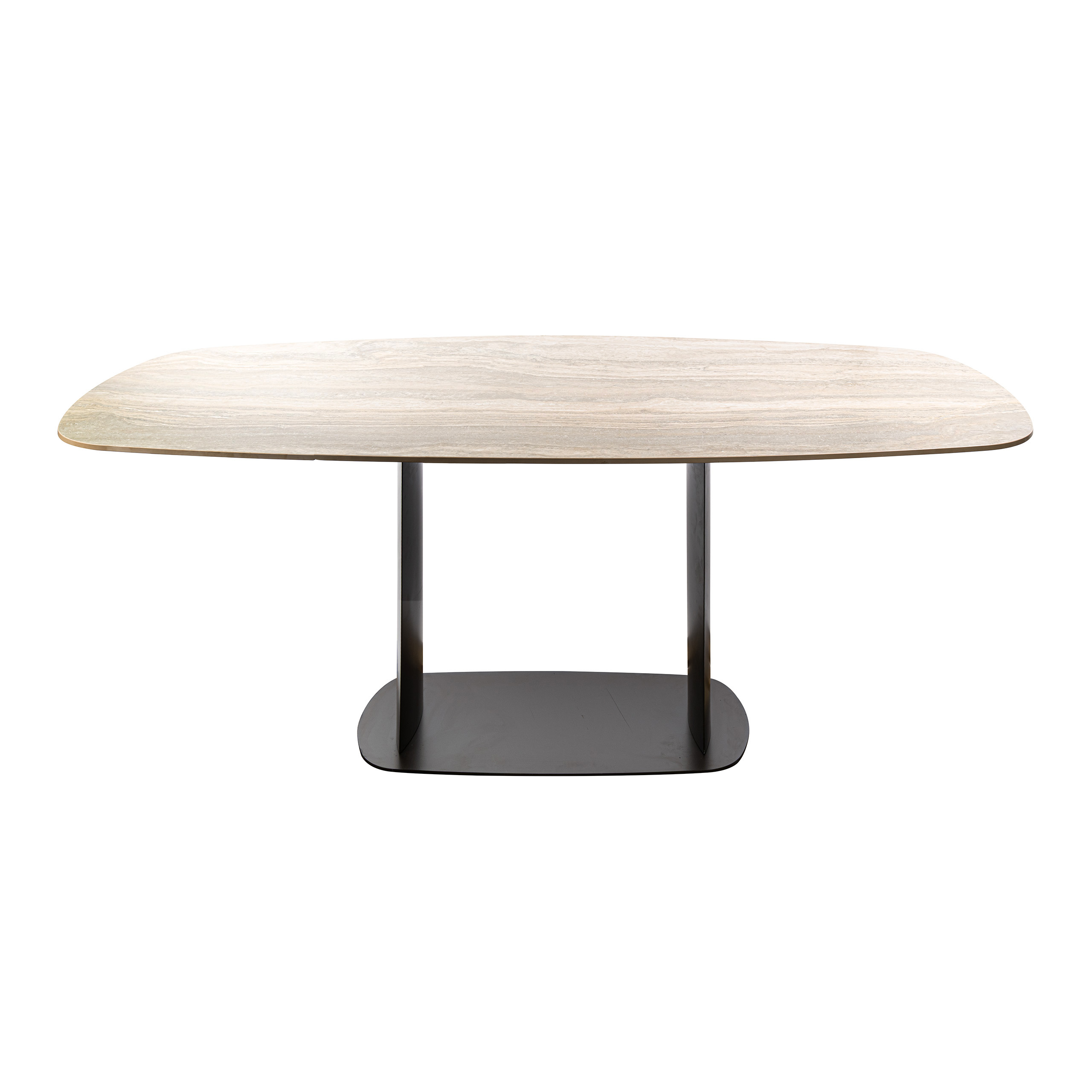 Esstisch Sabbia Dänisch Oval 215cm in 3D-Travertin Sand - Emmo Design