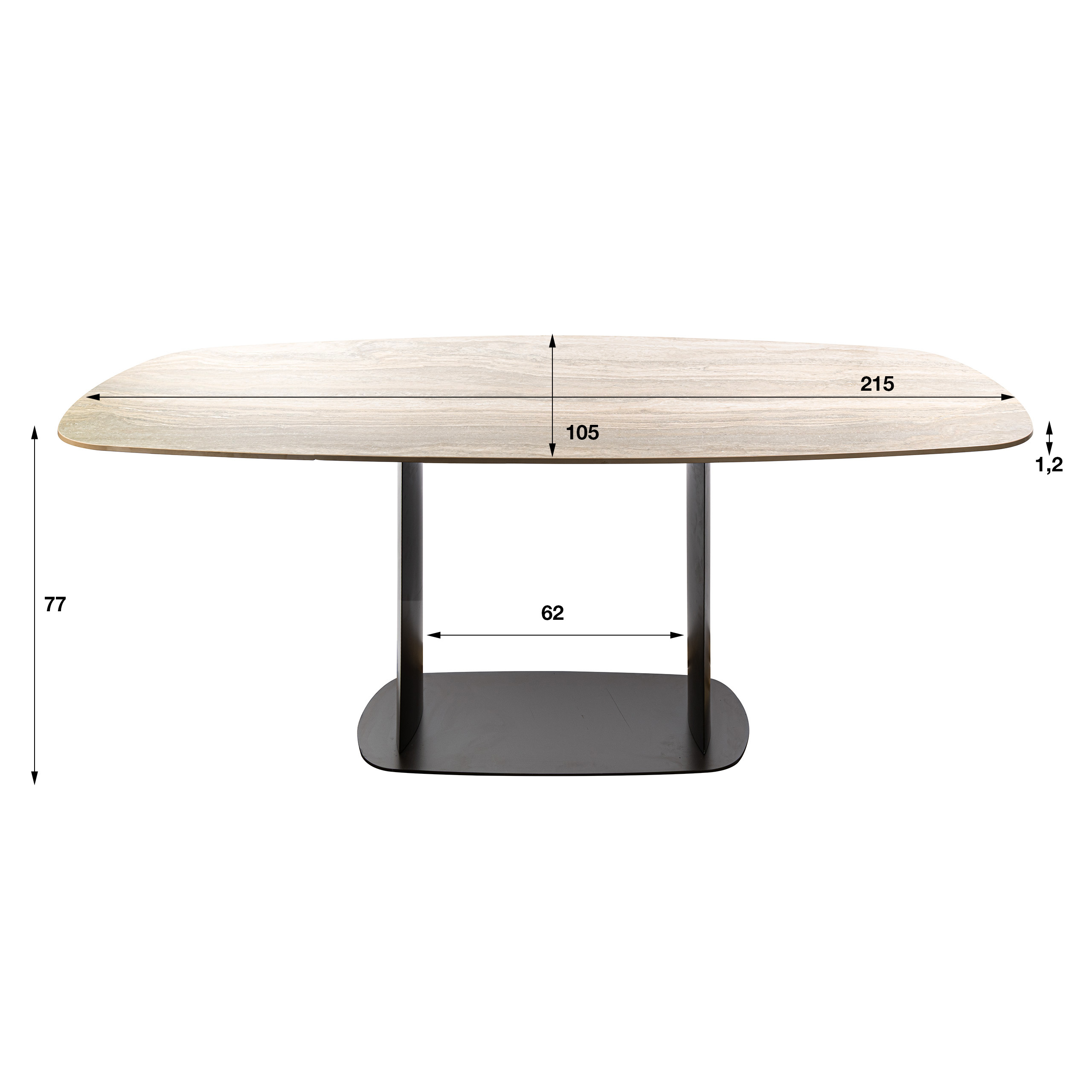 Esstisch Sabbia Dänisch Oval 215cm in 3D-Travertin Sand - Emmo Design