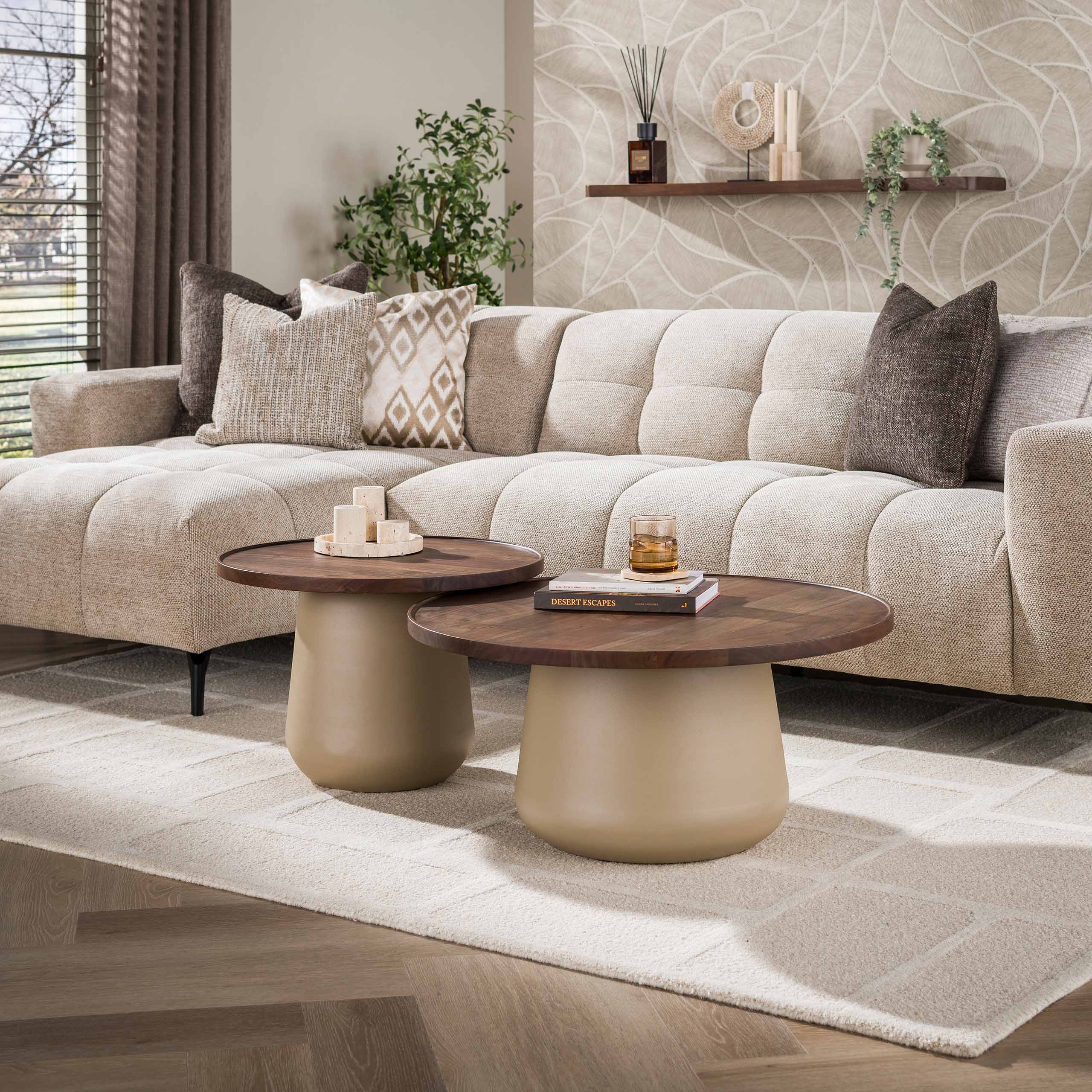 Salontafel Dune rond set van 2 / Beige - Zijlstra