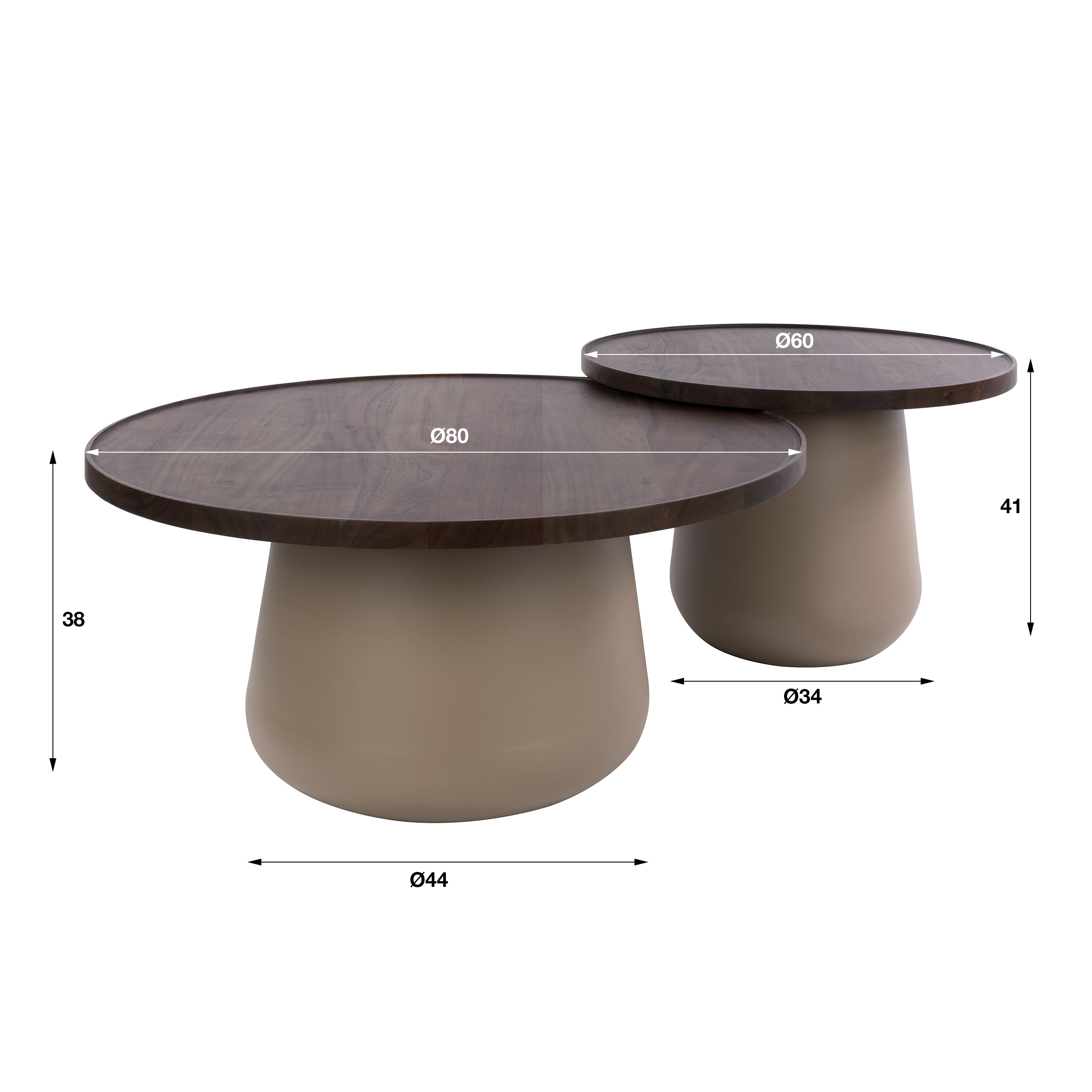 Mesa de centro Dune redonda set de 2 / Beige - Zijlstra