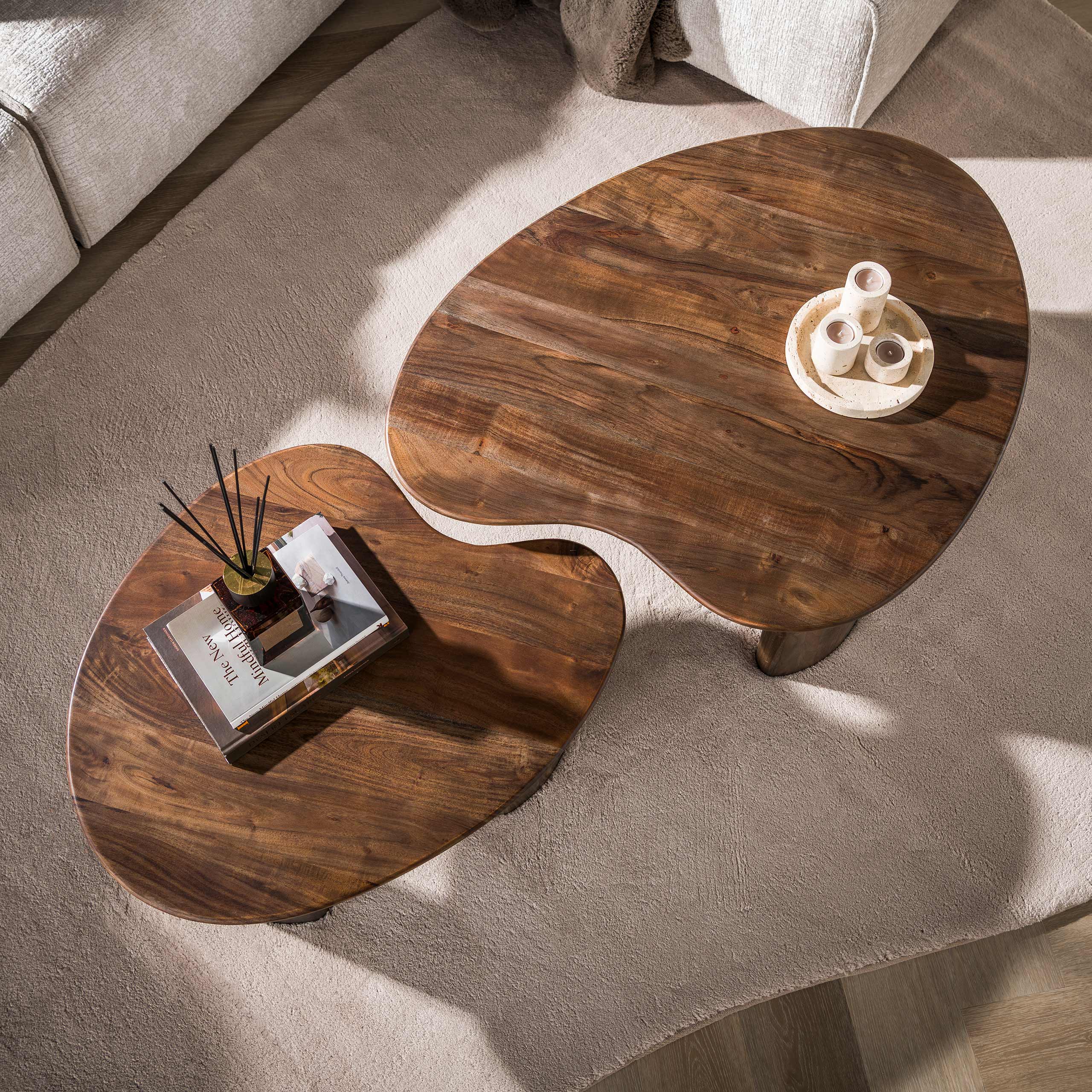 Salontafel Mova set van 2 / Massief acacia bruin - Zijlstra