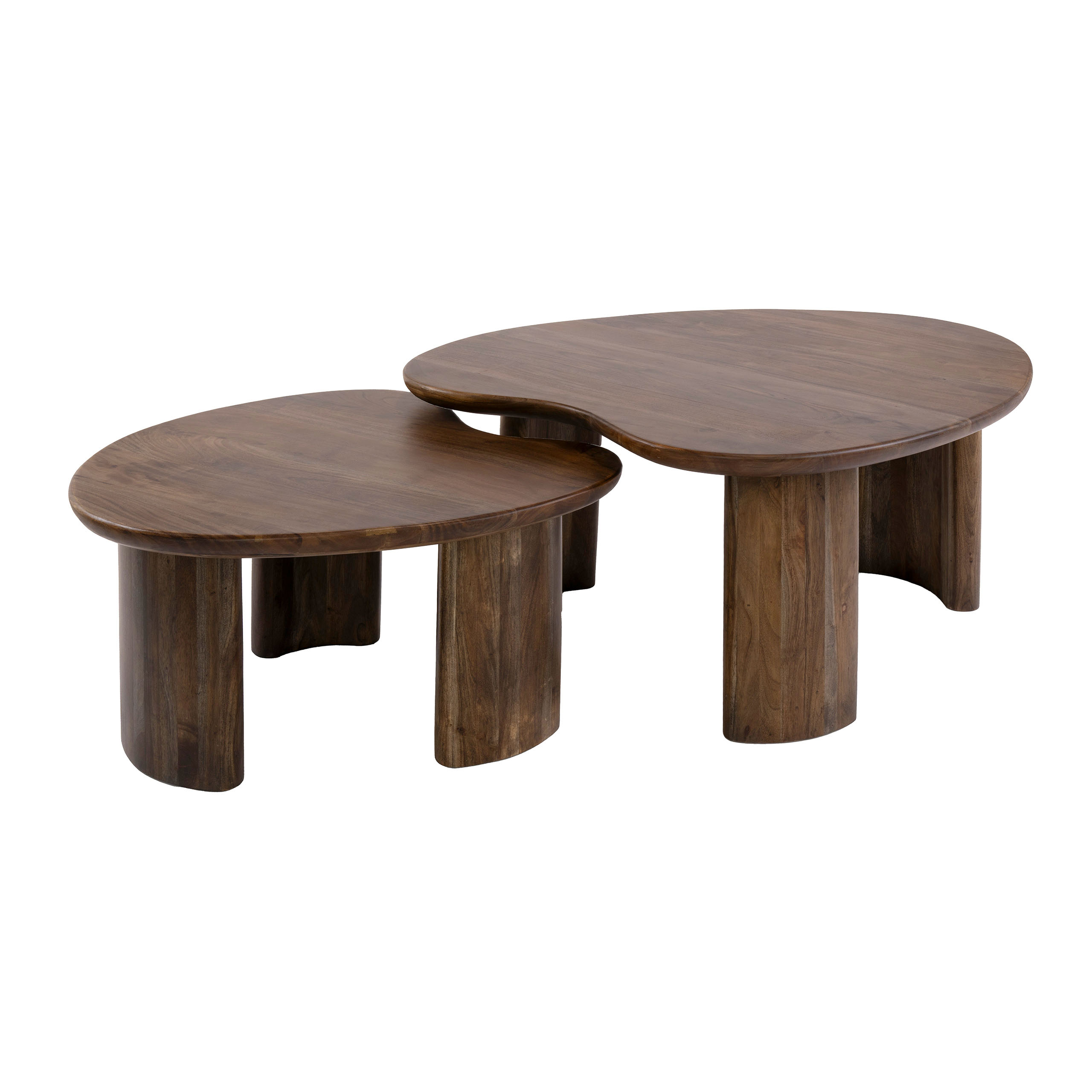 Couchtisch-Set Mova (2-teilig) aus massivem Akazienholz Braun (Massiv acacia Braun) - Emmo Design