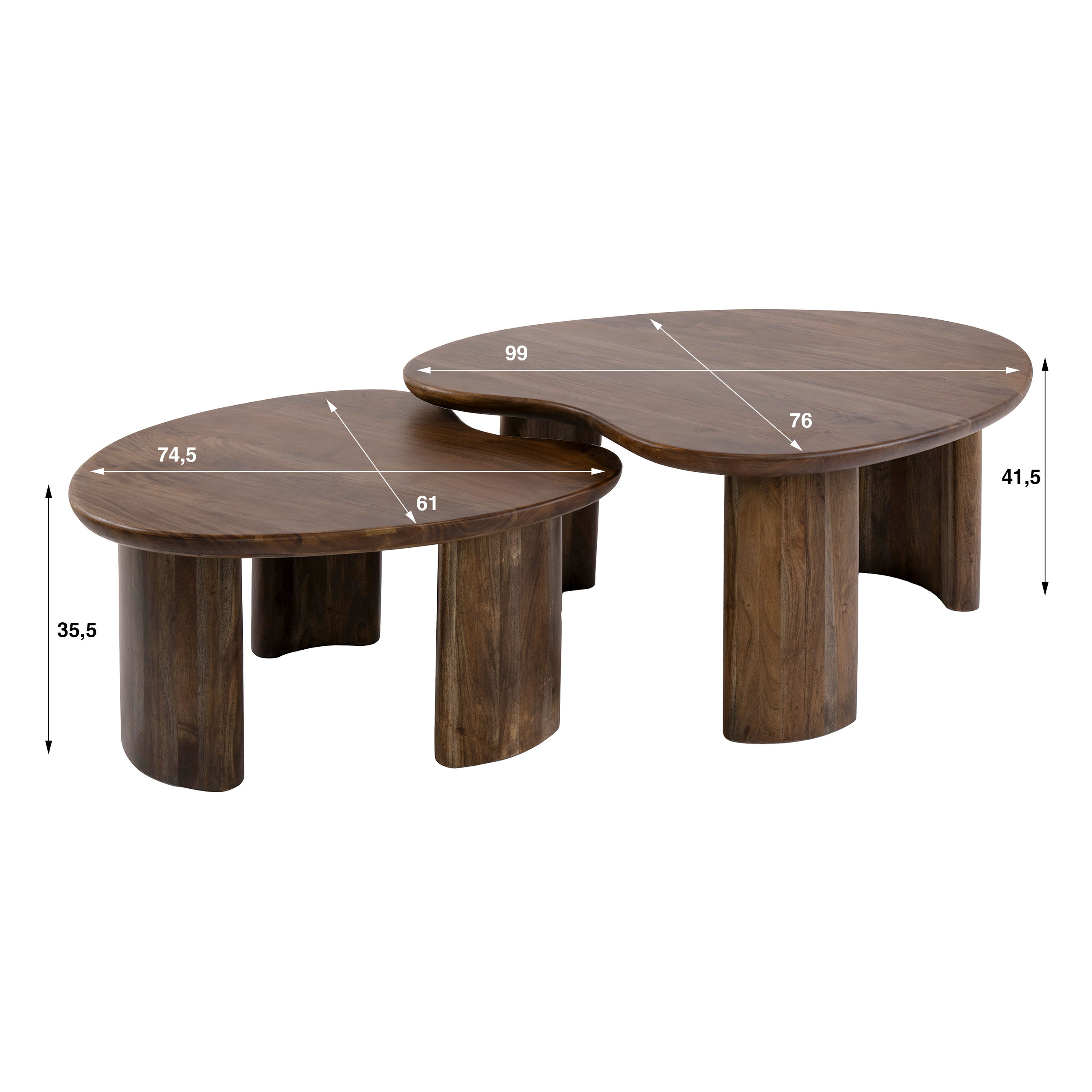 Salontafel Mova set van 2 / Massief acacia bruin - Zijlstra
