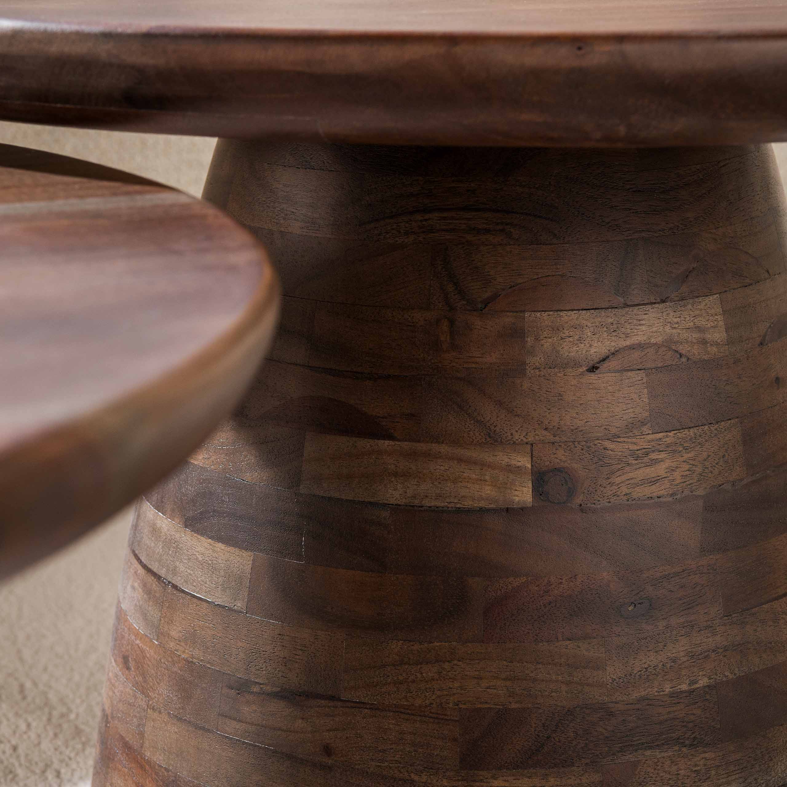 Mesa de centro Mova redonda, set de 2 / Acacia maciza marrón - Zijlstra