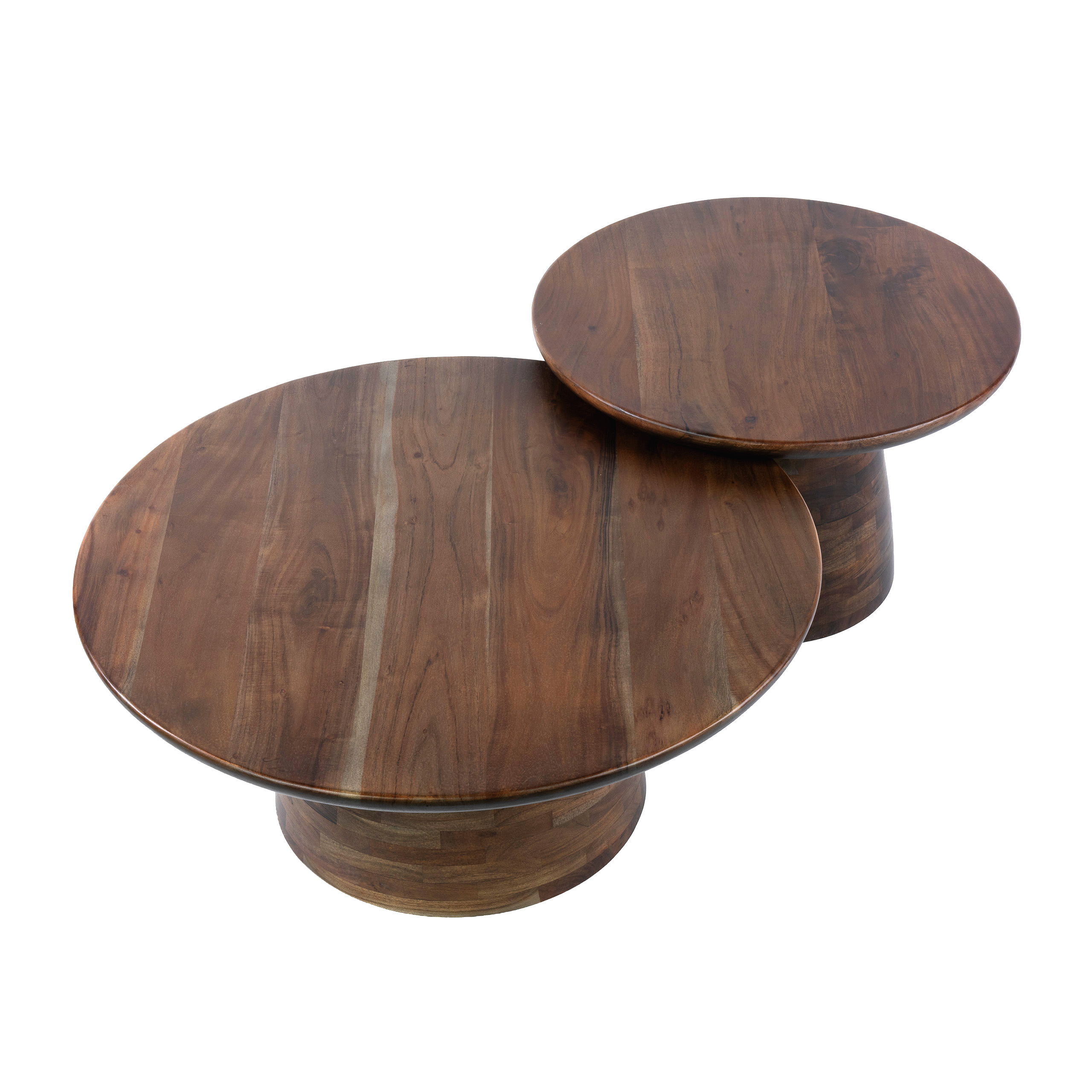 Mesa de centro Mova redonda, set de 2 / Acacia maciza marrón - Zijlstra