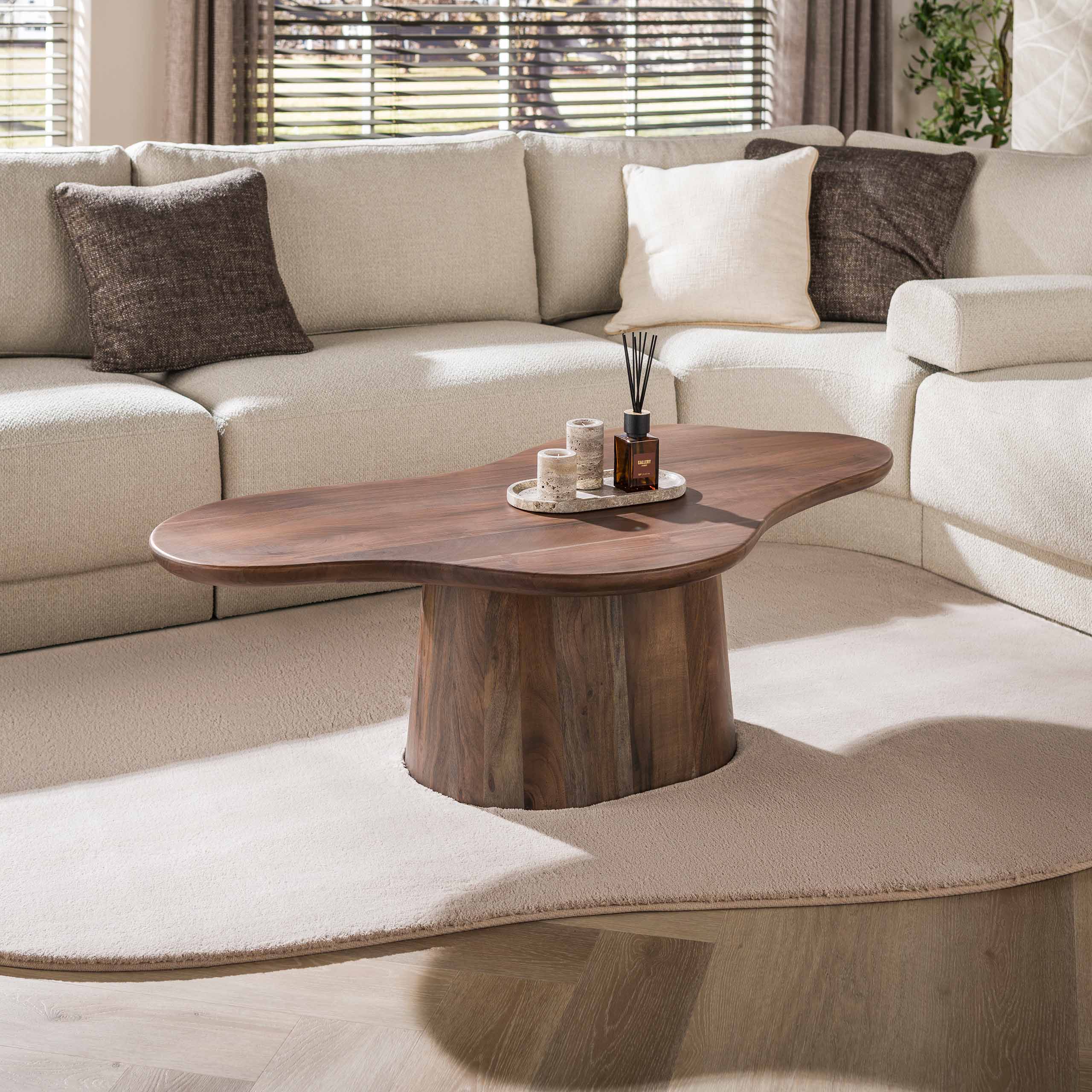 Couchtisch Central organisch 135cm, Massief acacia bruin - Zijlstra