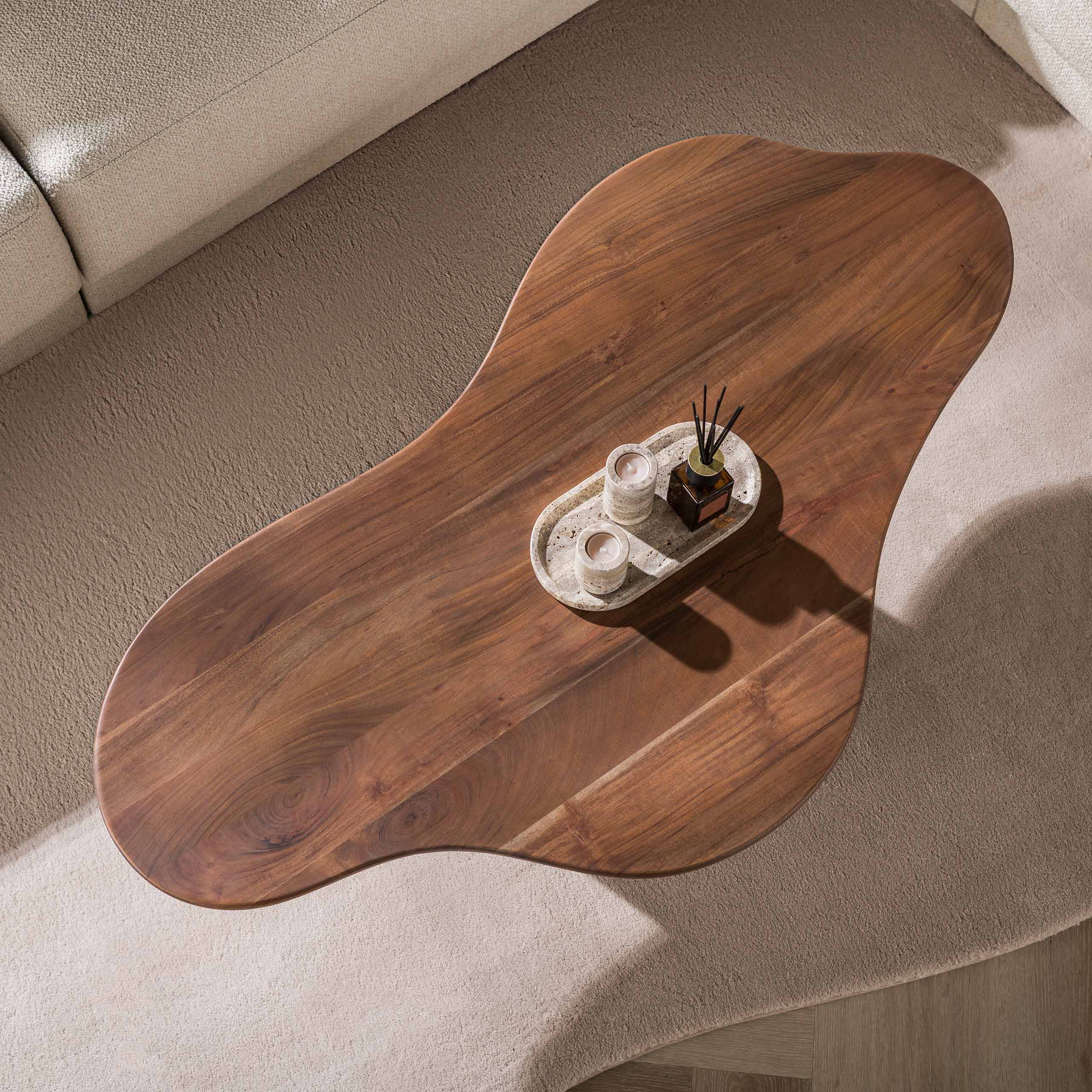Couchtisch Central organisch 135cm, Massief acacia bruin - Zijlstra