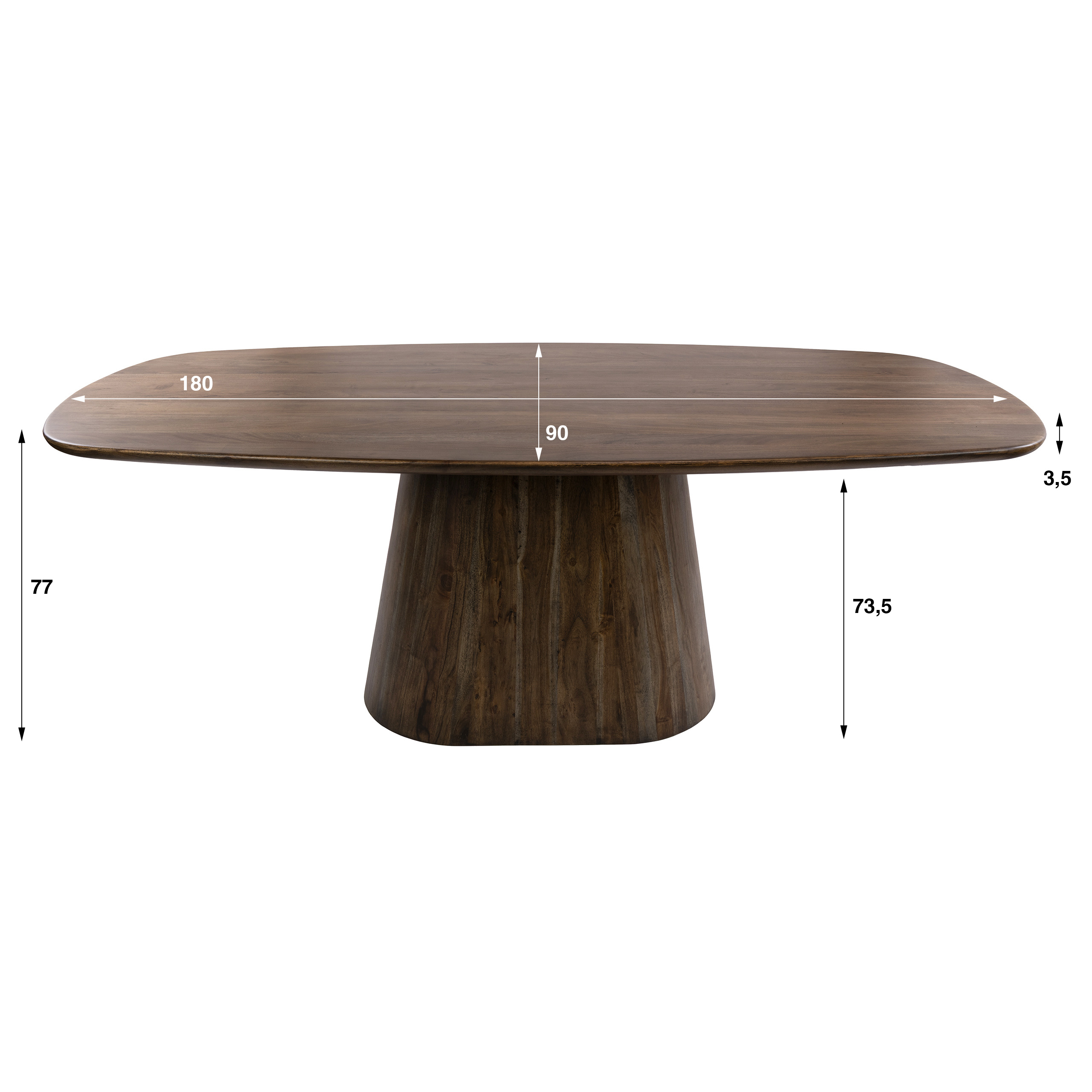 Mesa de comedor Central ovalada danesa 180cm / Acacia maciza marrón - Zijlstra
