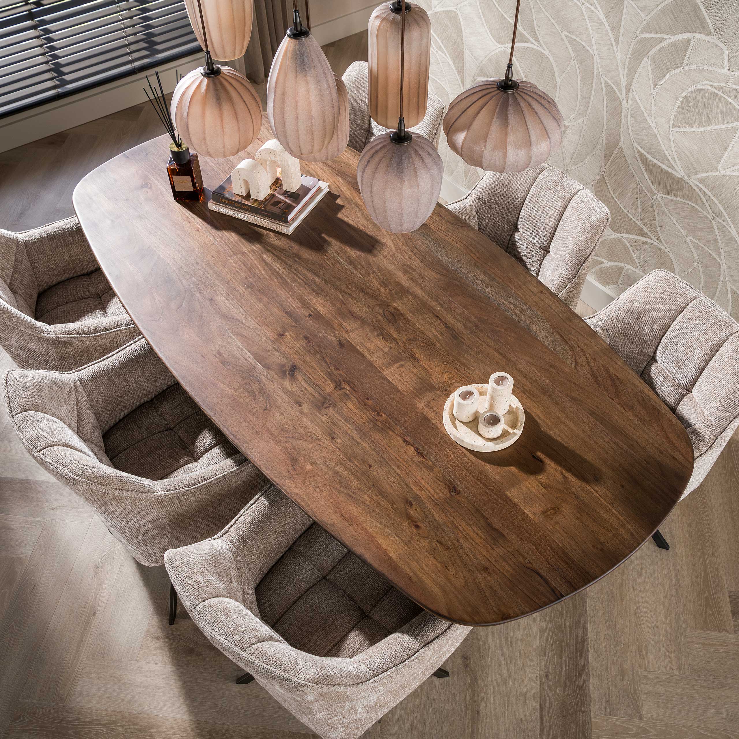 Mesa de comedor Central ovalada danesa 180cm / Acacia maciza marrón - Zijlstra