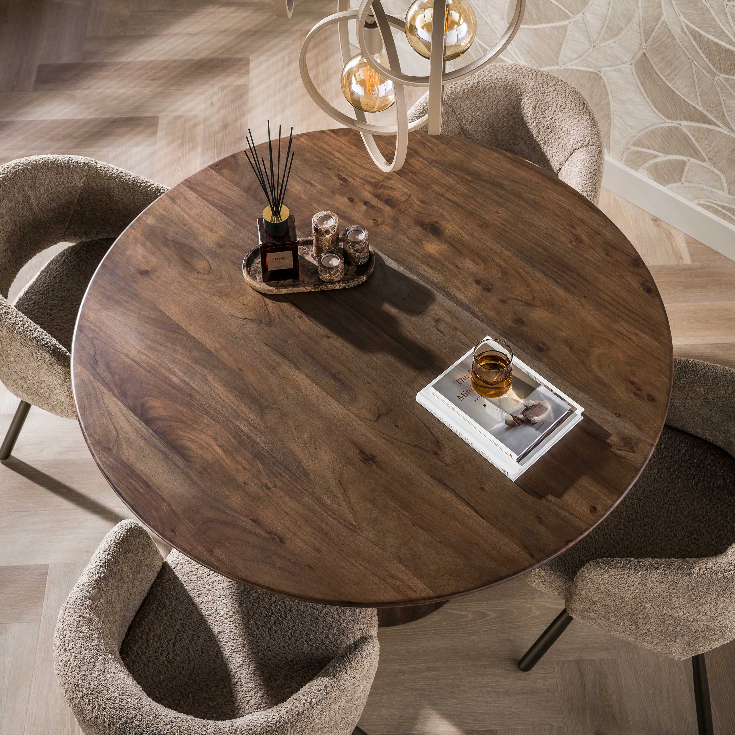 Eettafel Central rond Ø130cm / Massief acacia bruin - Zijlstra