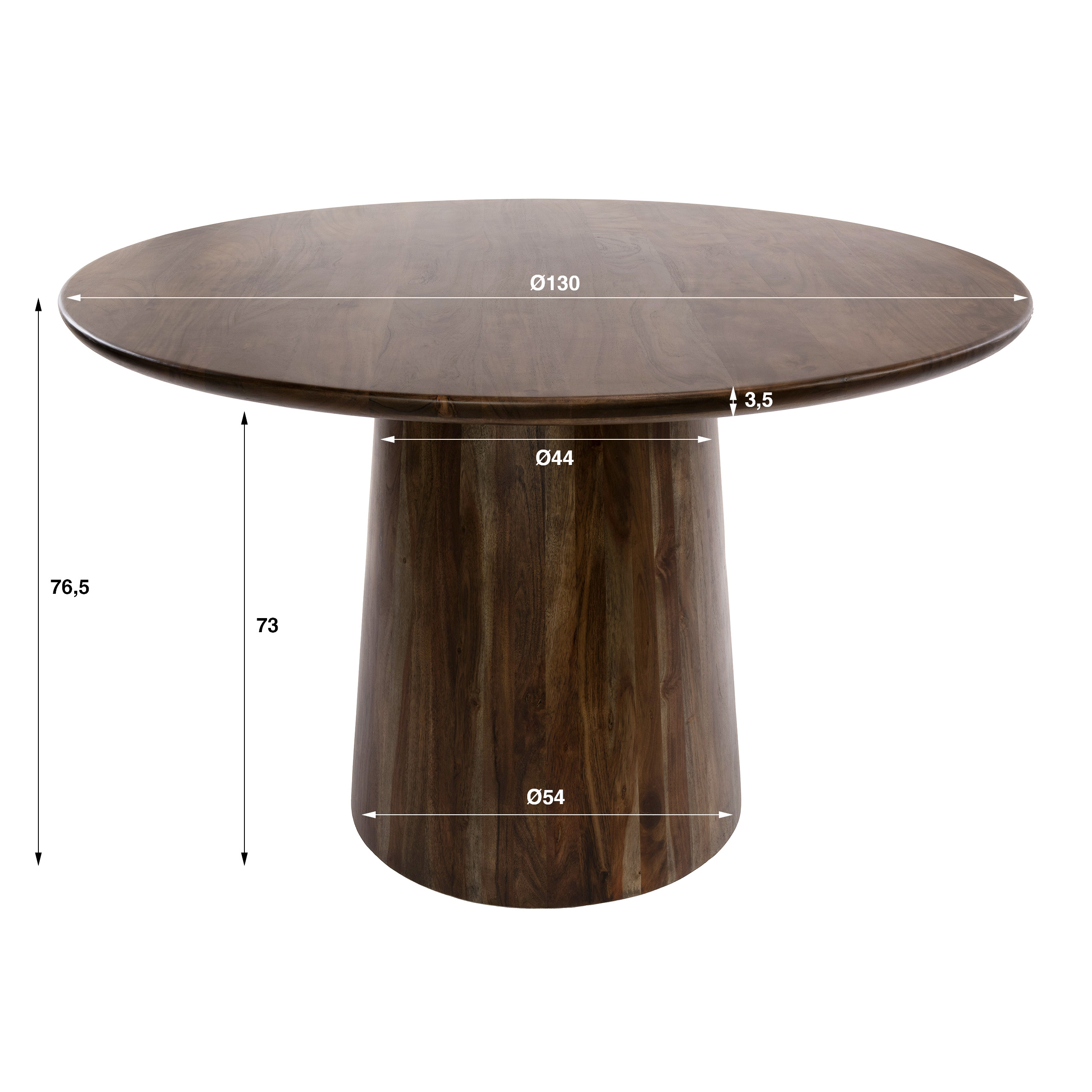 Dining Table Central round Ø130cm / Solid acacia brown - Zijlstra