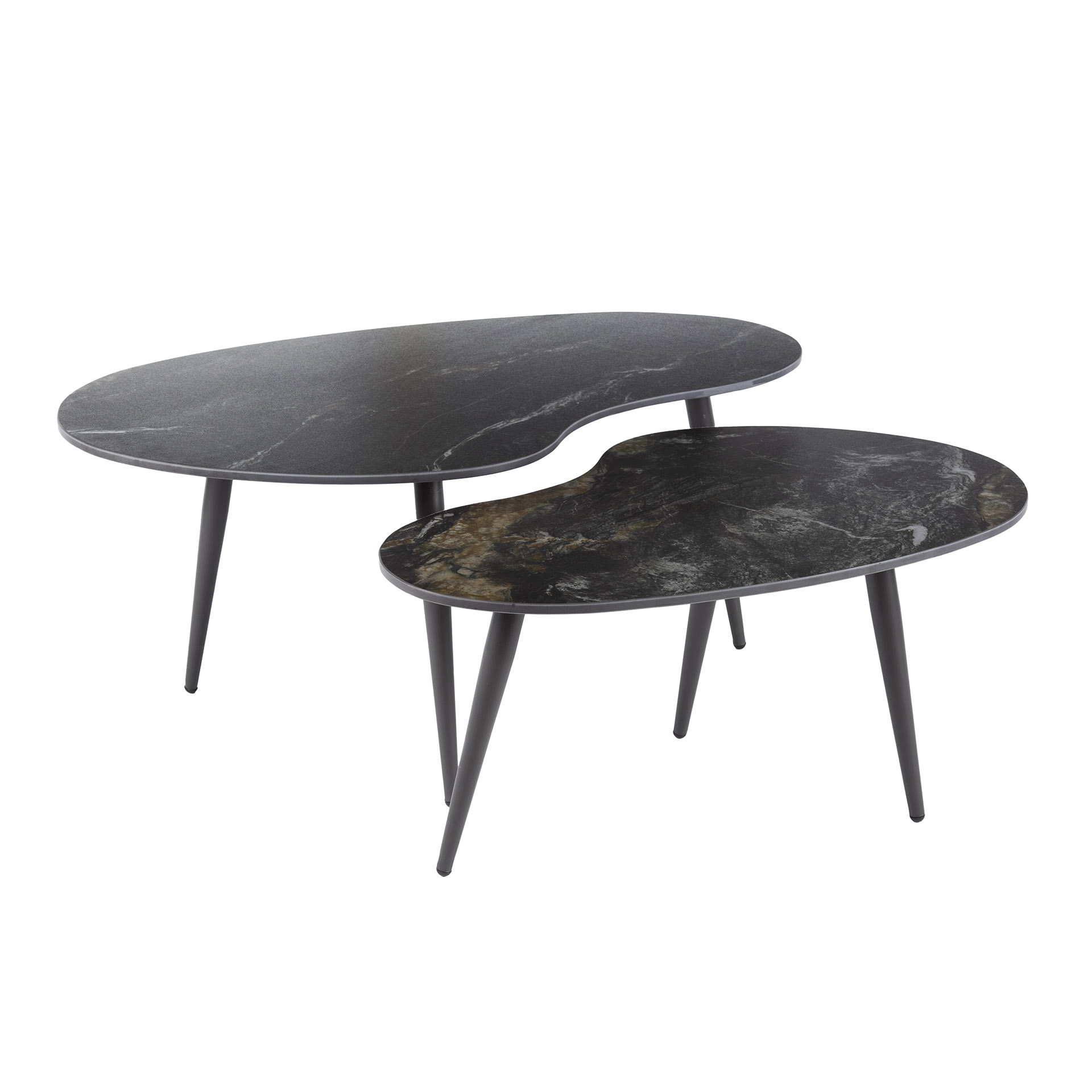 Salontafel Fossil niervormig set van 2 / Keramiek fossil black - Zijlstra