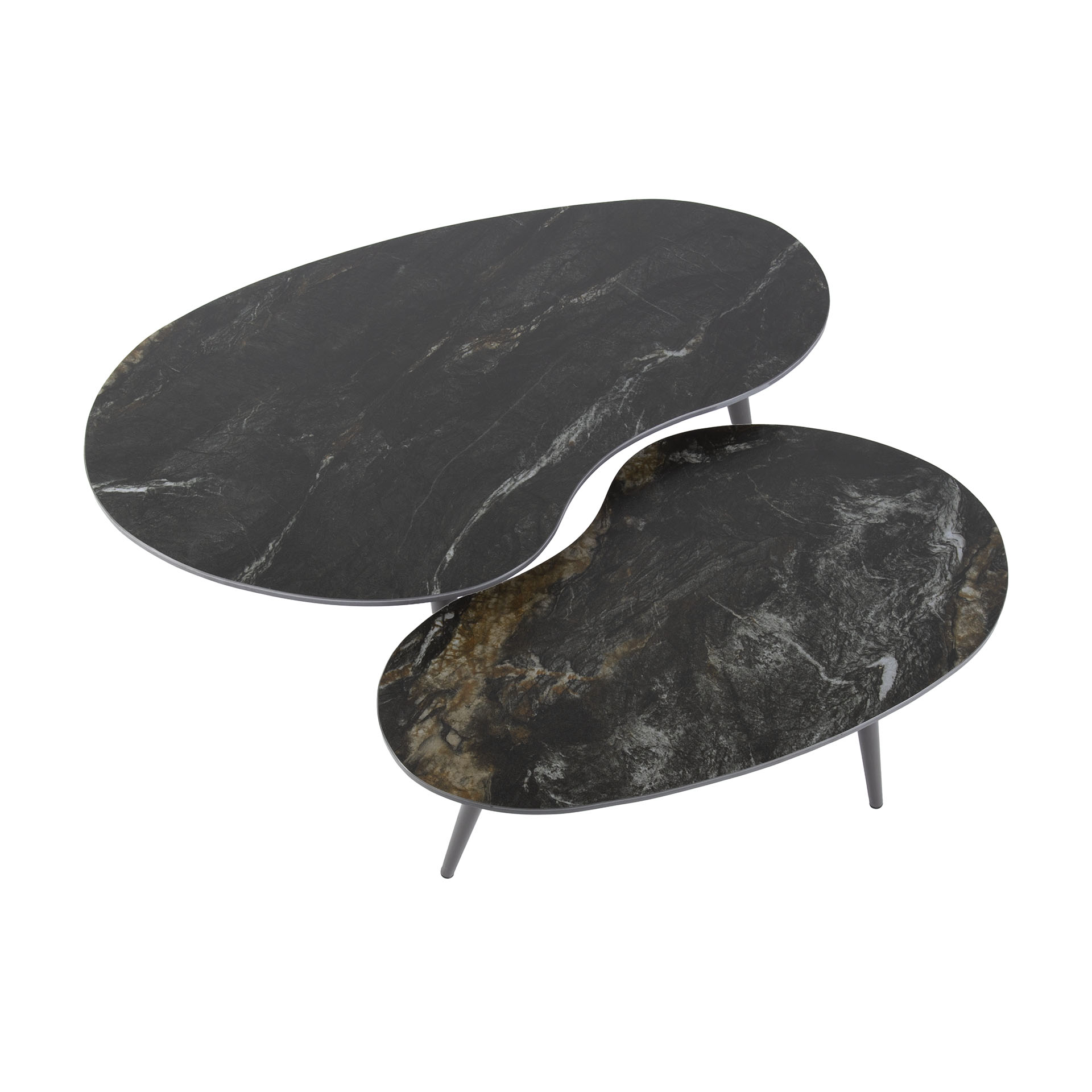 Couchtisch-Set Fossil nierenförmig (2-teilig) in Keramik Fossil Black (Keramiek fossil black) - Emmo Design