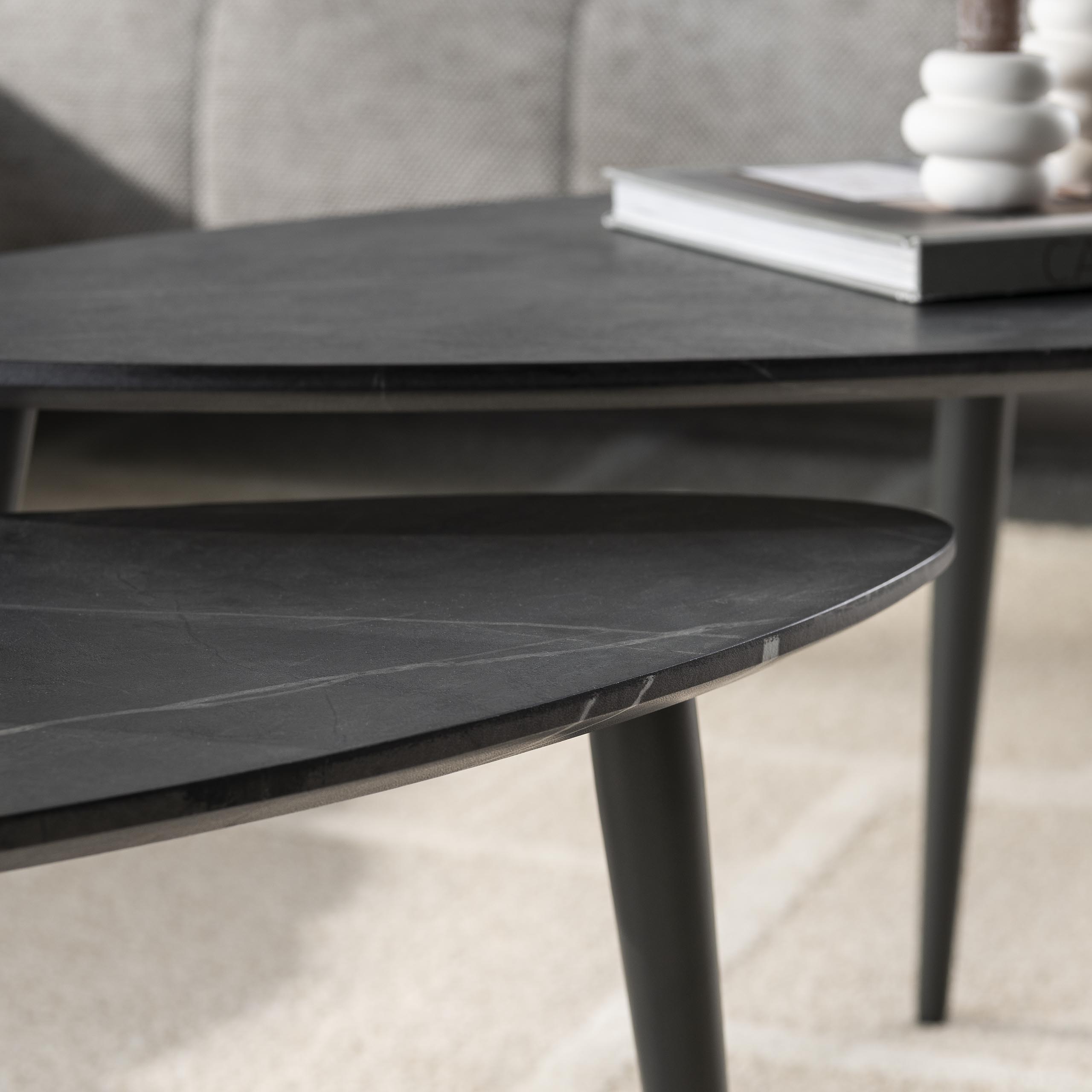 Salontafel Onyx peervormig set van 2 / 3D melamine graphite - Zijlstra