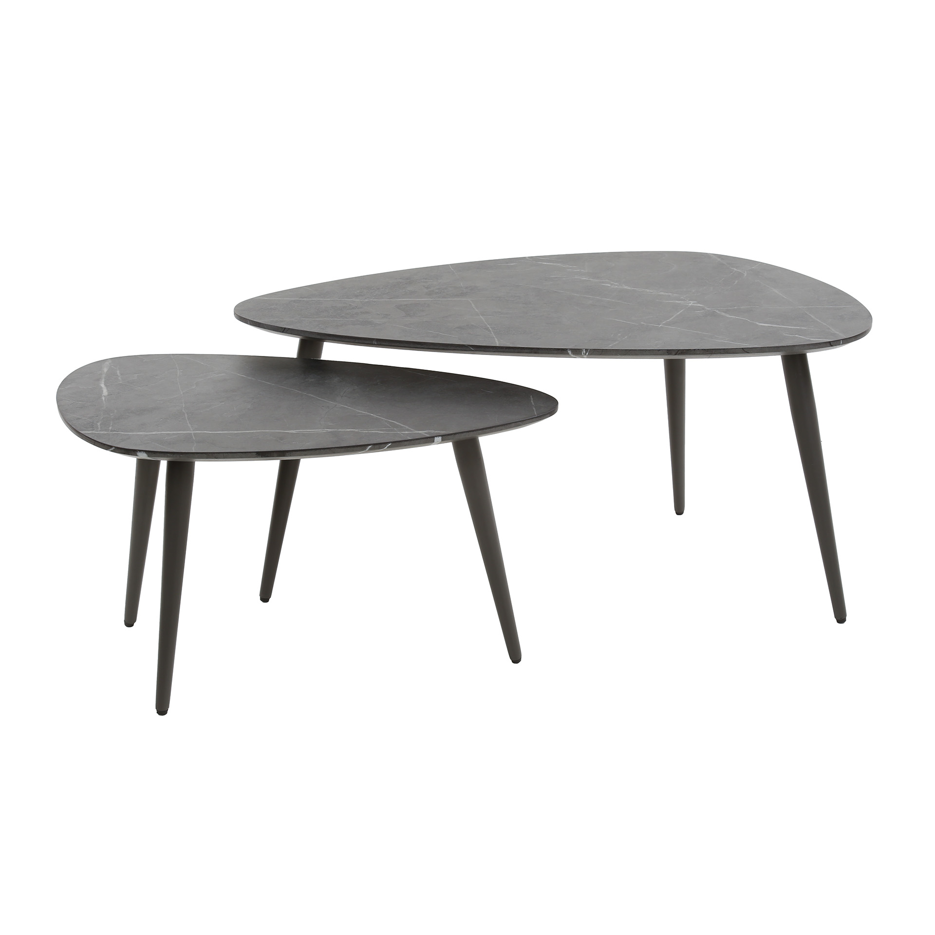 Coffee Table Onyx pear-shaped set of 2 / 3D melamine graphite - Zijlstra