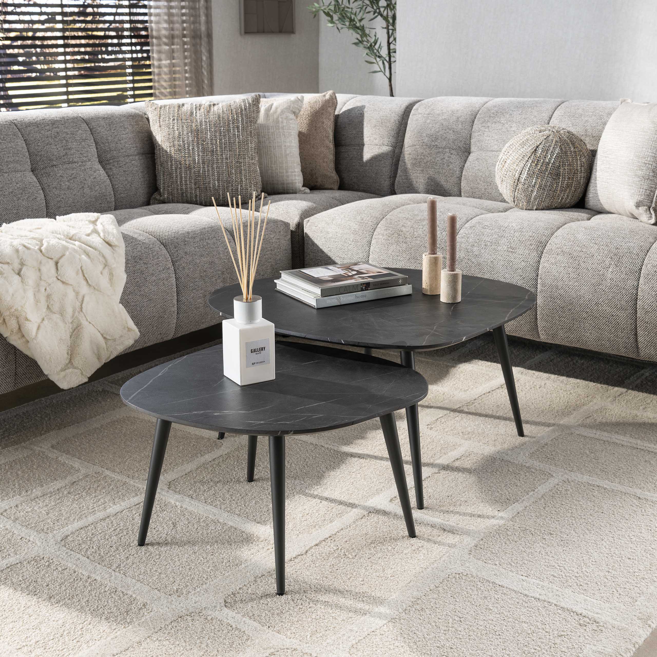 Salontafel Onyx rock set van 2 / 3D melamine graphite - Zijlstra