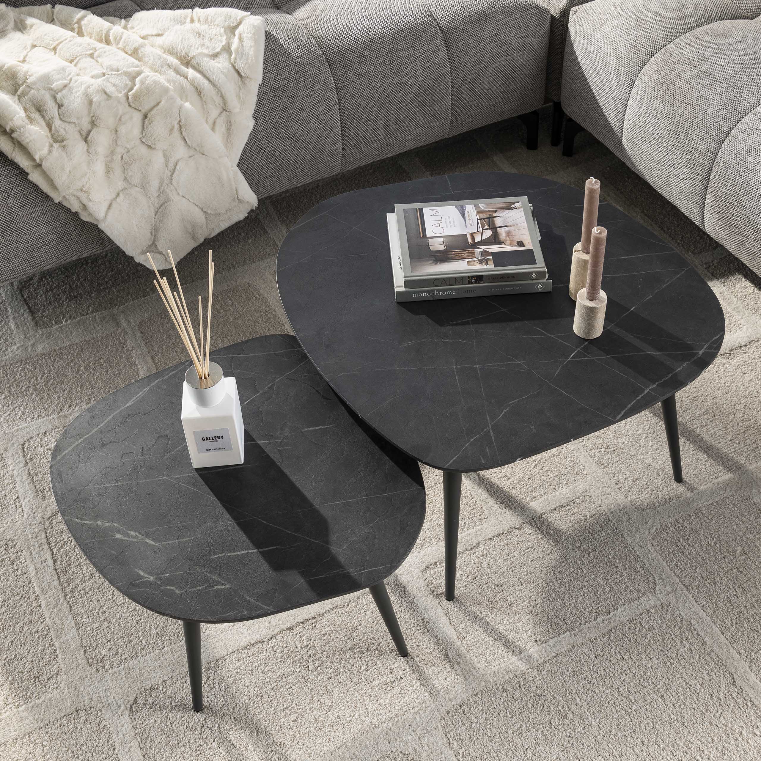Salontafel Onyx rock set van 2 / 3D melamine graphite - Zijlstra