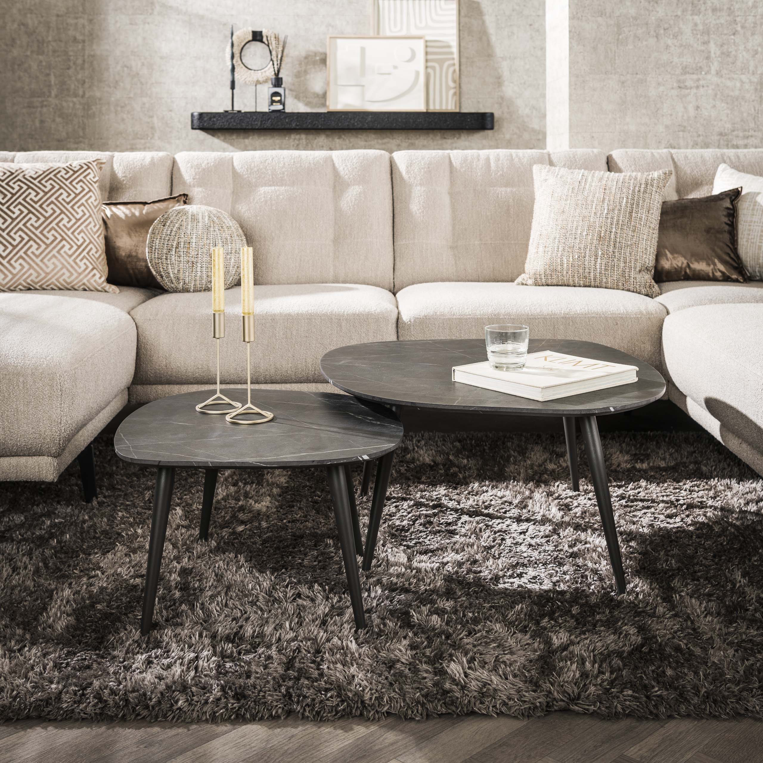 Salontafel Onyx rock set van 2 / 3D melamine graphite - Zijlstra