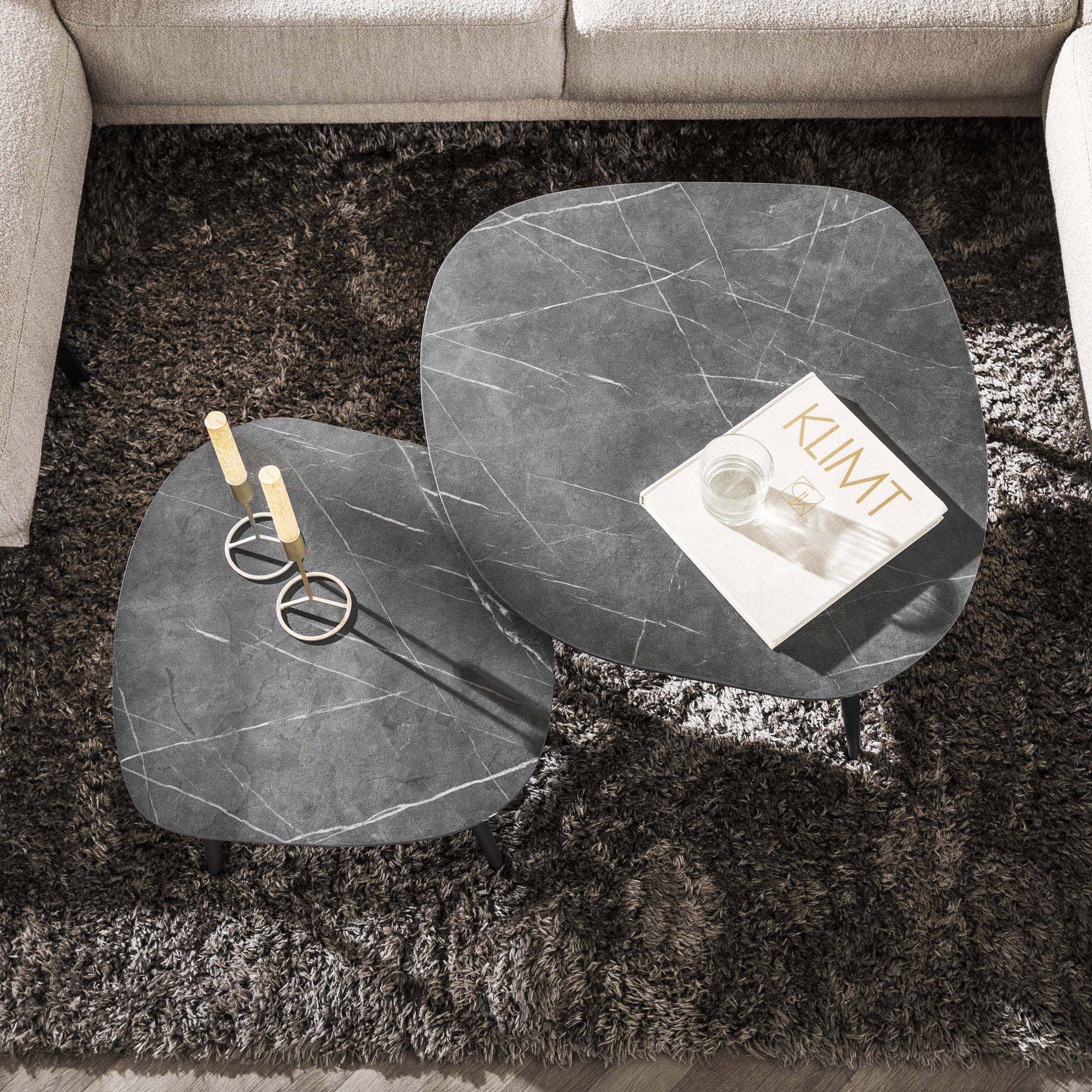 Salontafel Onyx rock set van 2 / 3D melamine graphite - Zijlstra