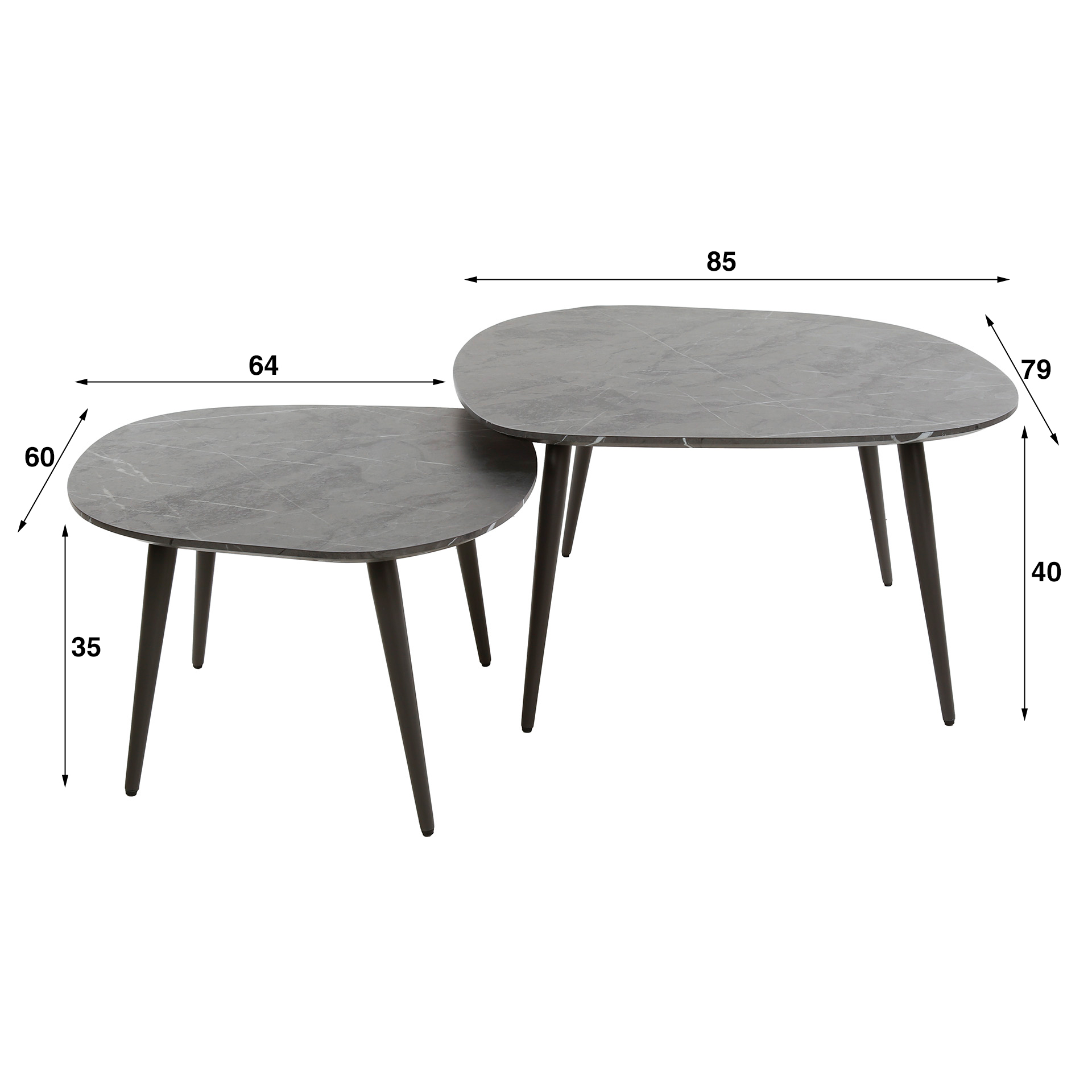 Coffee Table Onyx rock set of 2 / 3D melamine graphite - Zijlstra