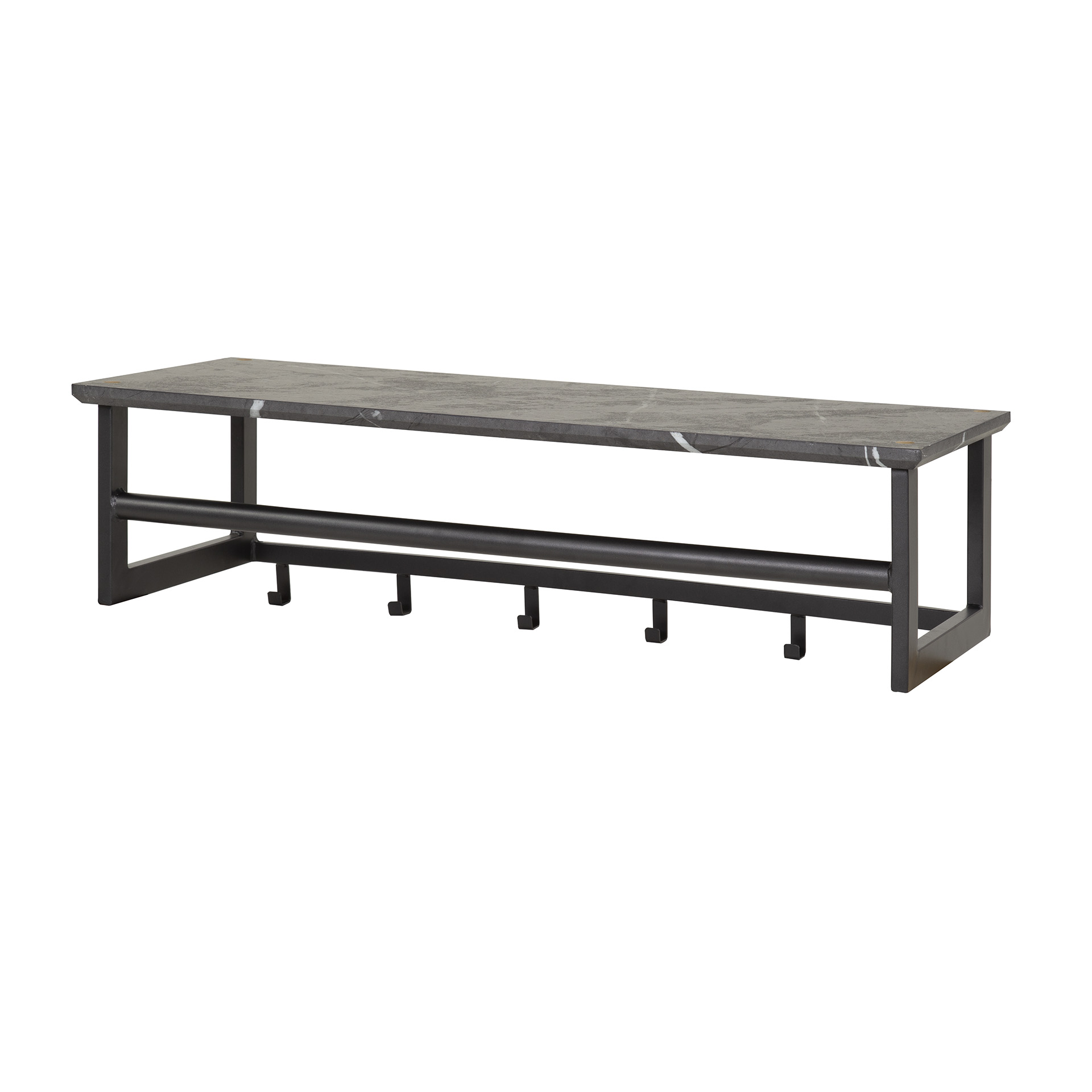 Coat Rack Tenaro rail and hat shelf 6 hooks / 3D melamine graphite - Zijlstra