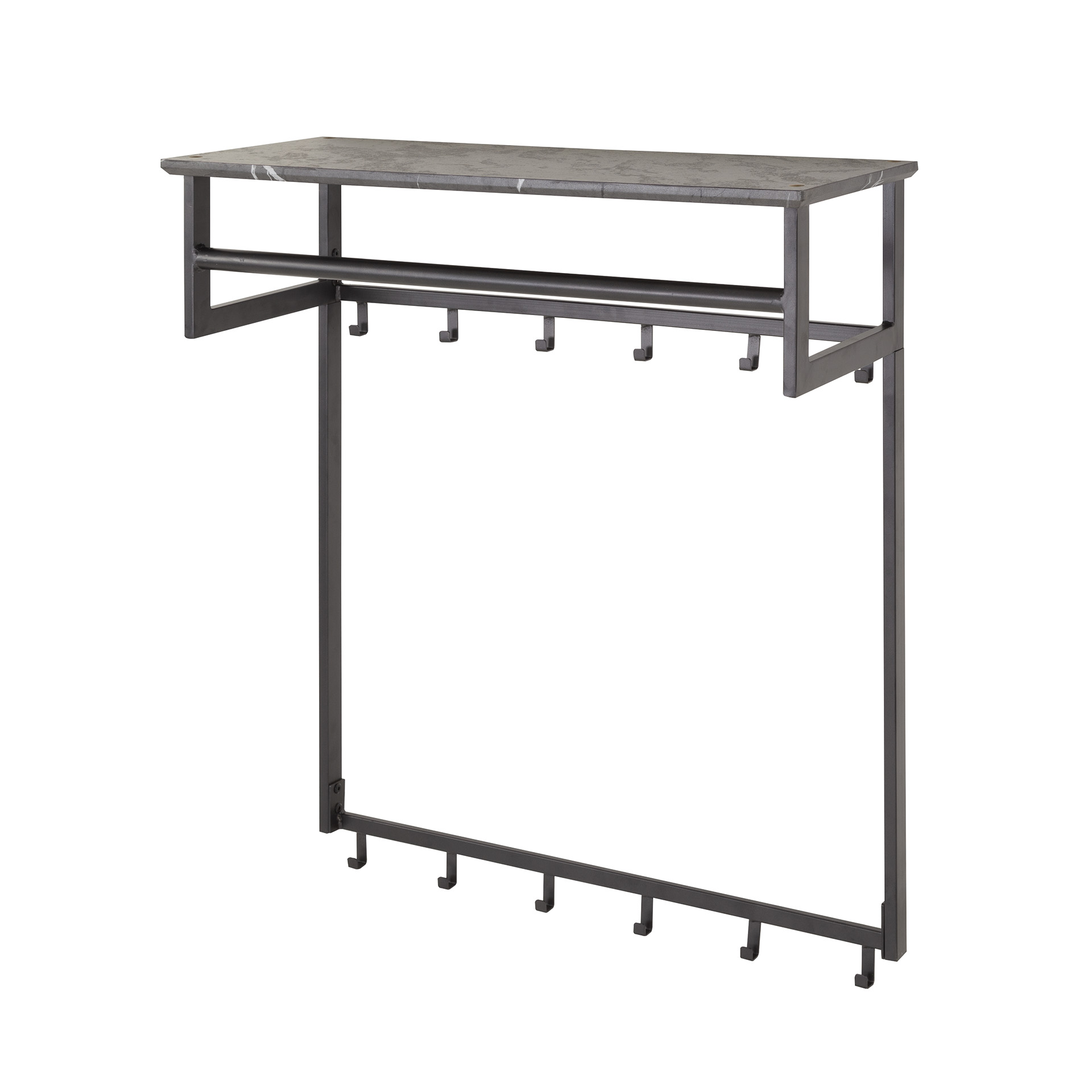Garderobe Tenaro Kleiderstange und Hutablage 2x6 haken in 3D-Melamin Graphit - Emmo Design