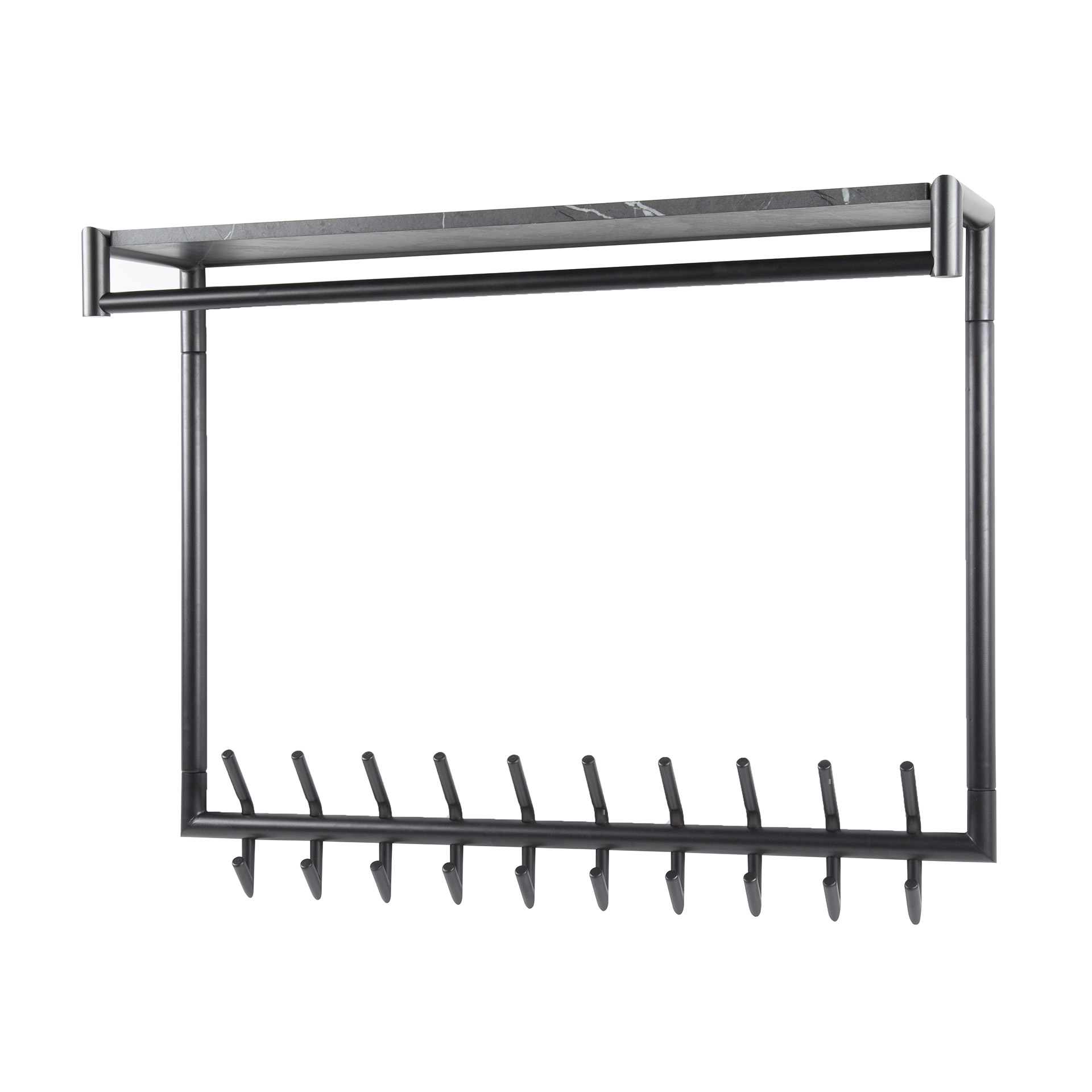Garderobe Tenaro hoog Kleiderstange und Hutablage 2x10 haken in 3D-Melamin Graphit - Emmo Design