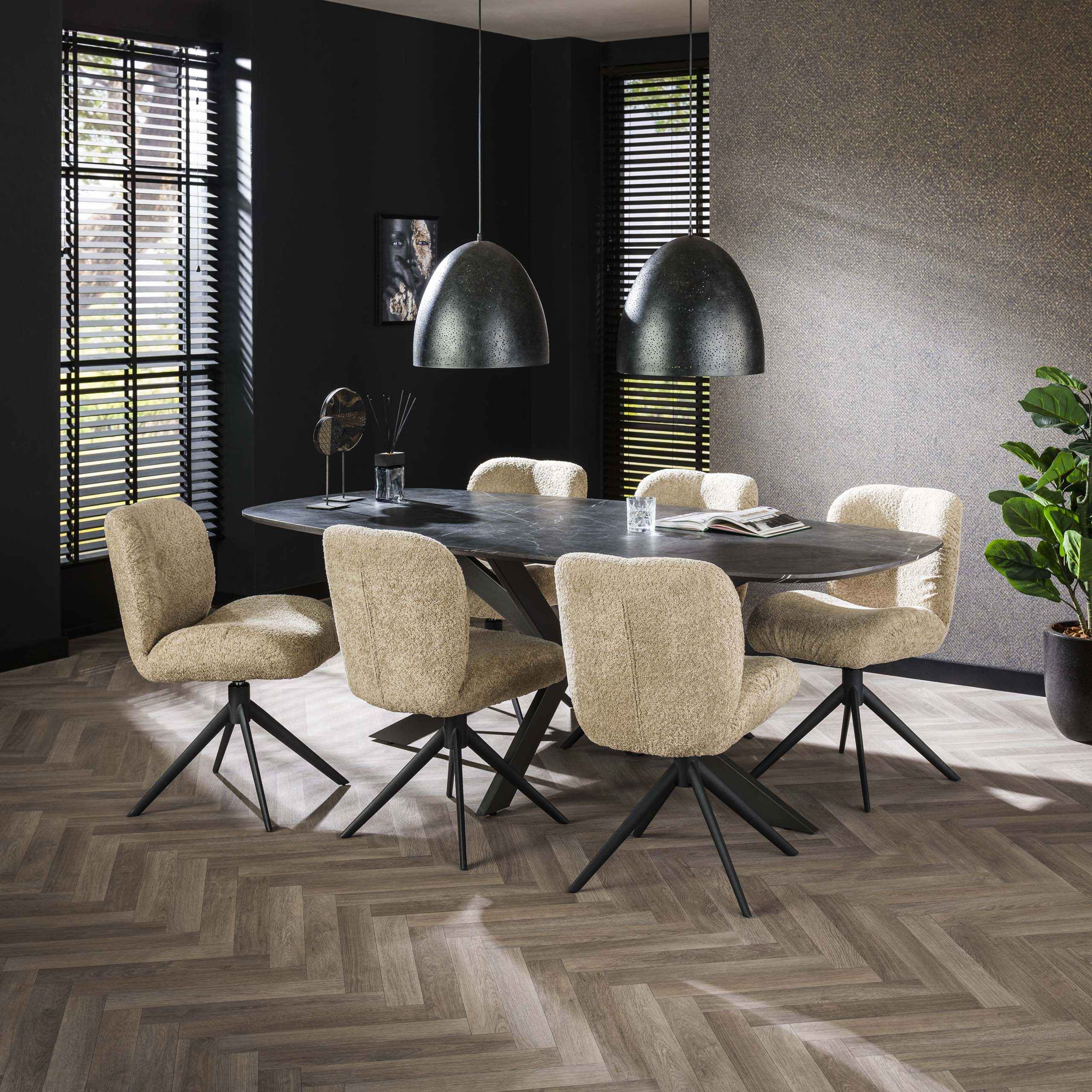 Dining table Onyx Cross Danish oval 150cm / 3D melamine graphite - Zijlstra