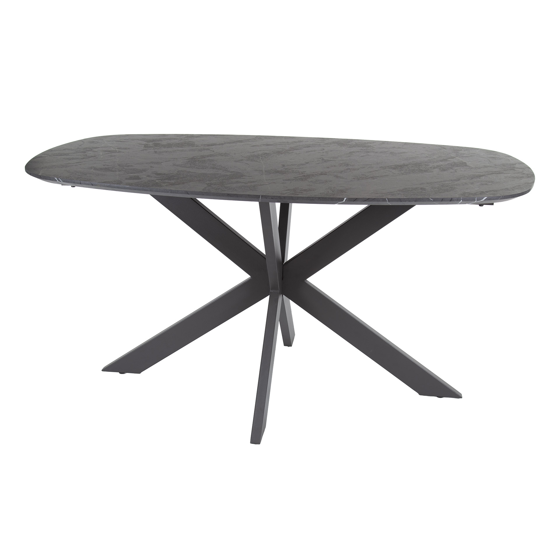 Dining table Onyx Cross Danish oval 150cm / 3D melamine graphite - Zijlstra