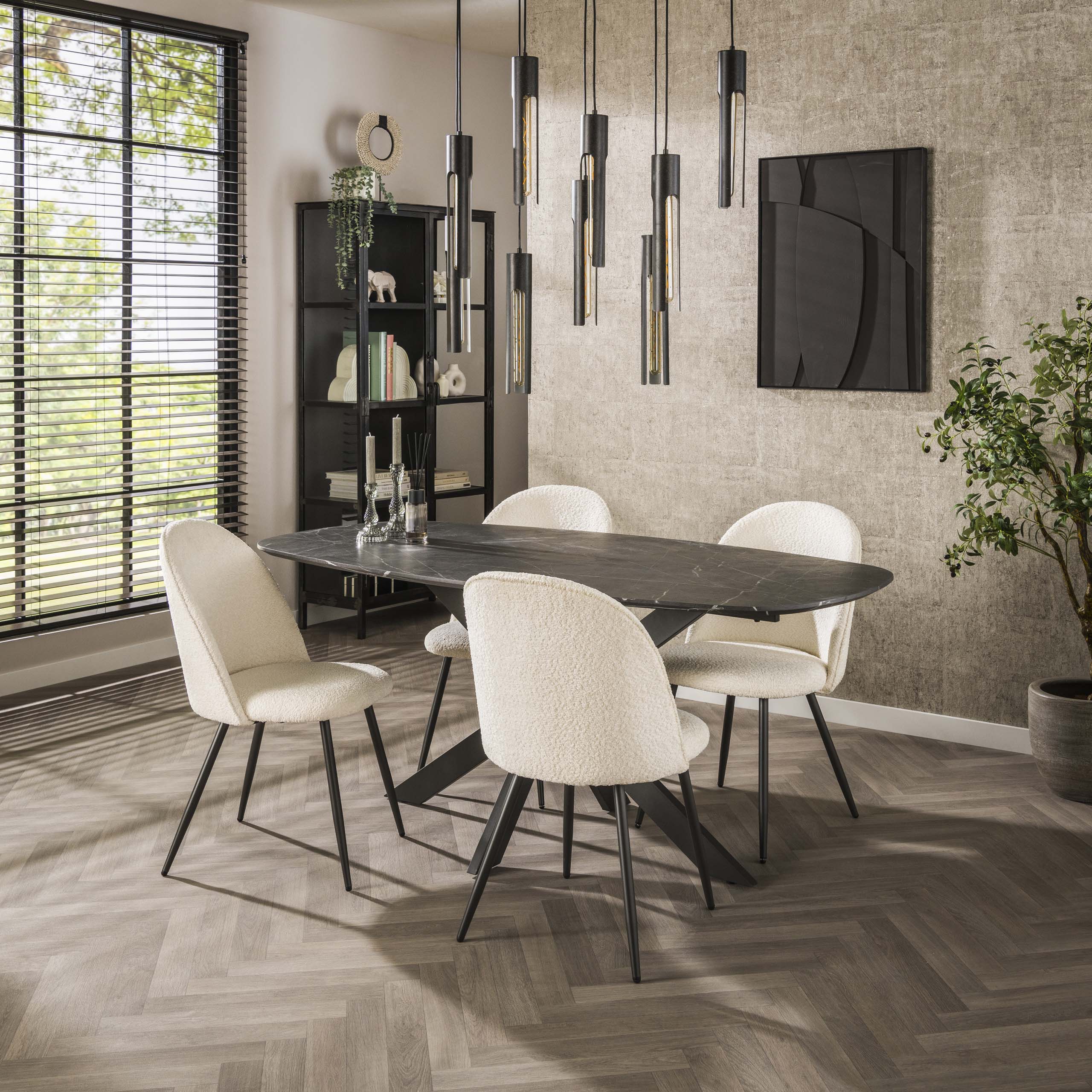 Dining table Onyx Cross Danish oval 150cm / 3D melamine graphite - Zijlstra