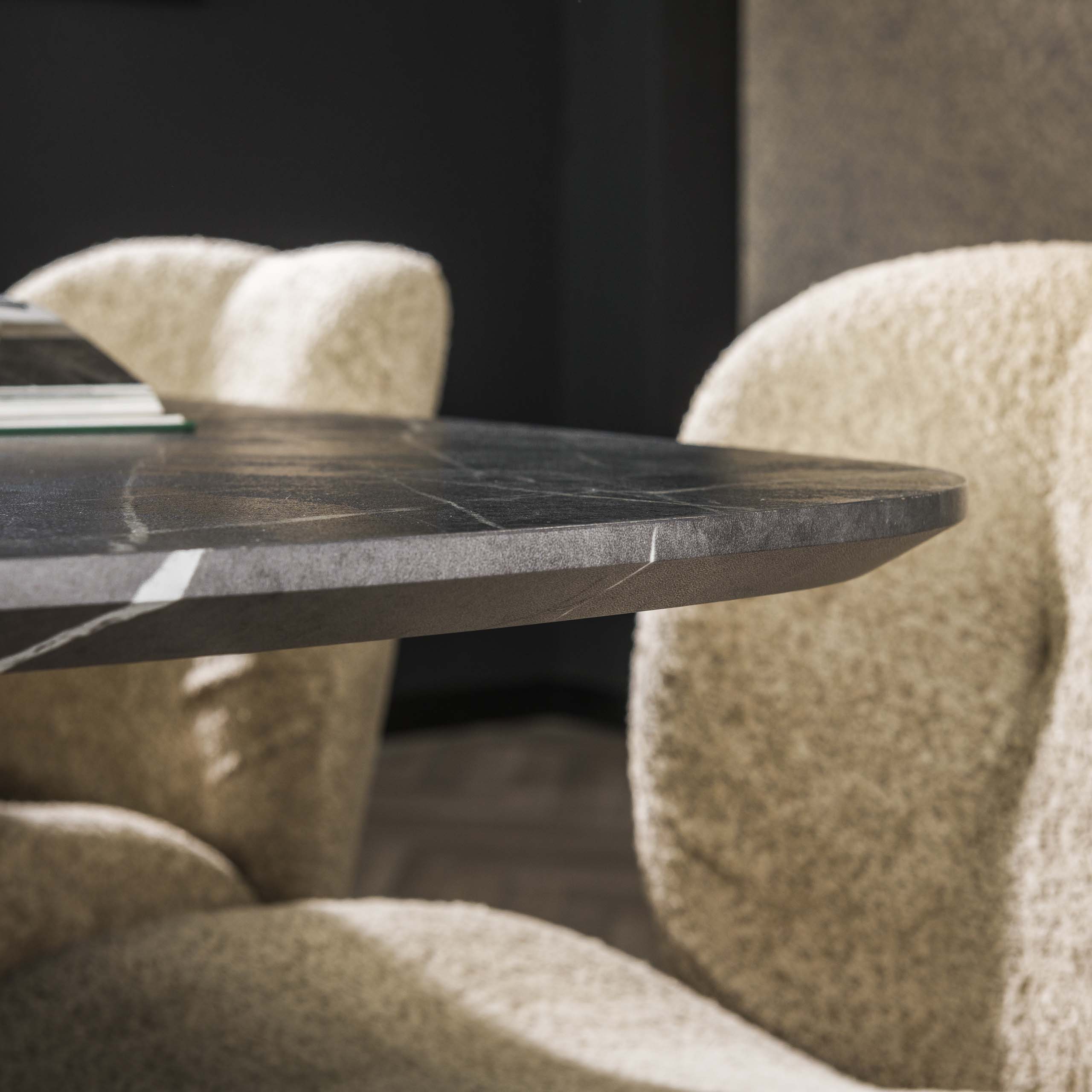 Dining table Onyx Cross Danish oval 150cm / 3D melamine graphite - Zijlstra