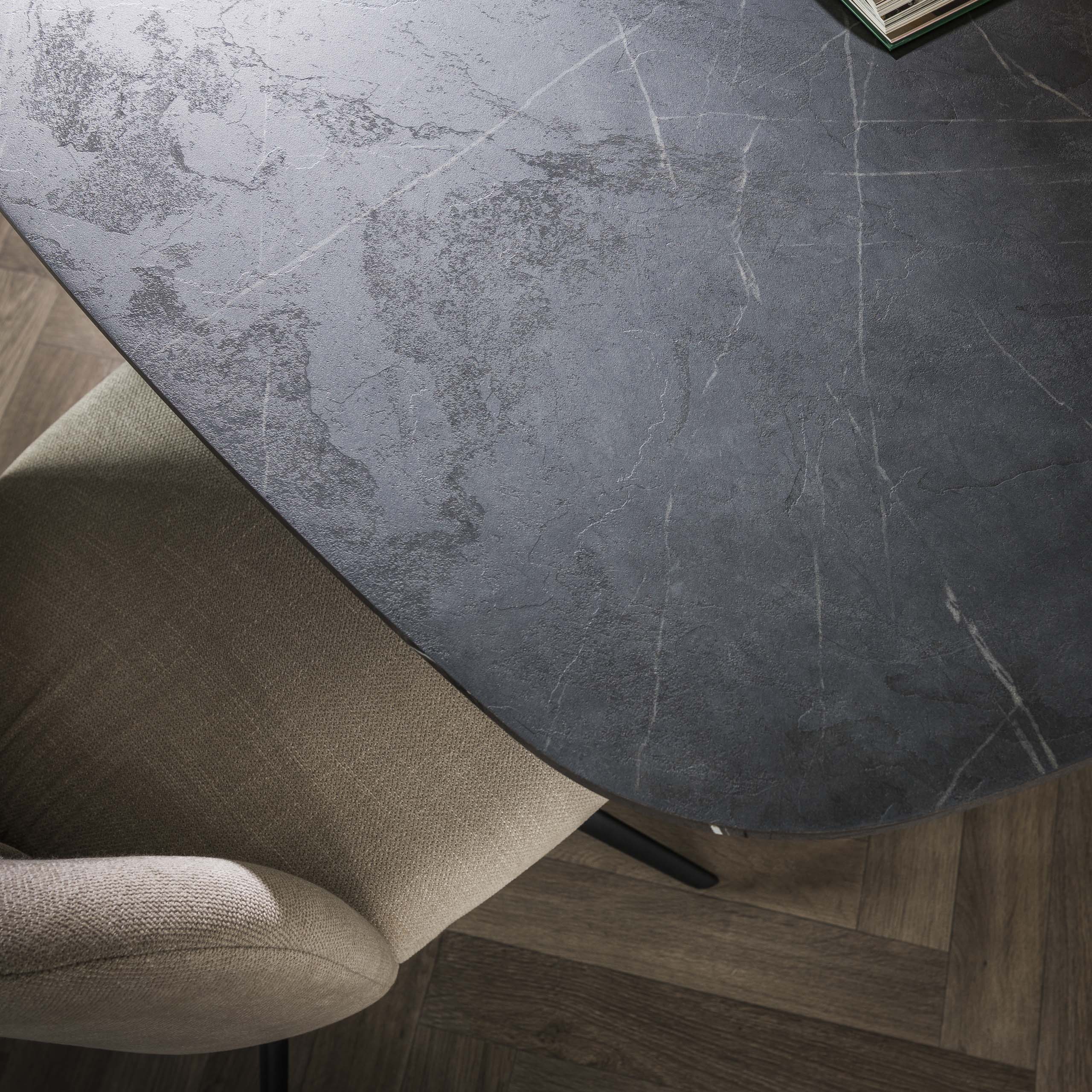 Dining table Onyx Cross Danish oval 150cm / 3D melamine graphite - Zijlstra