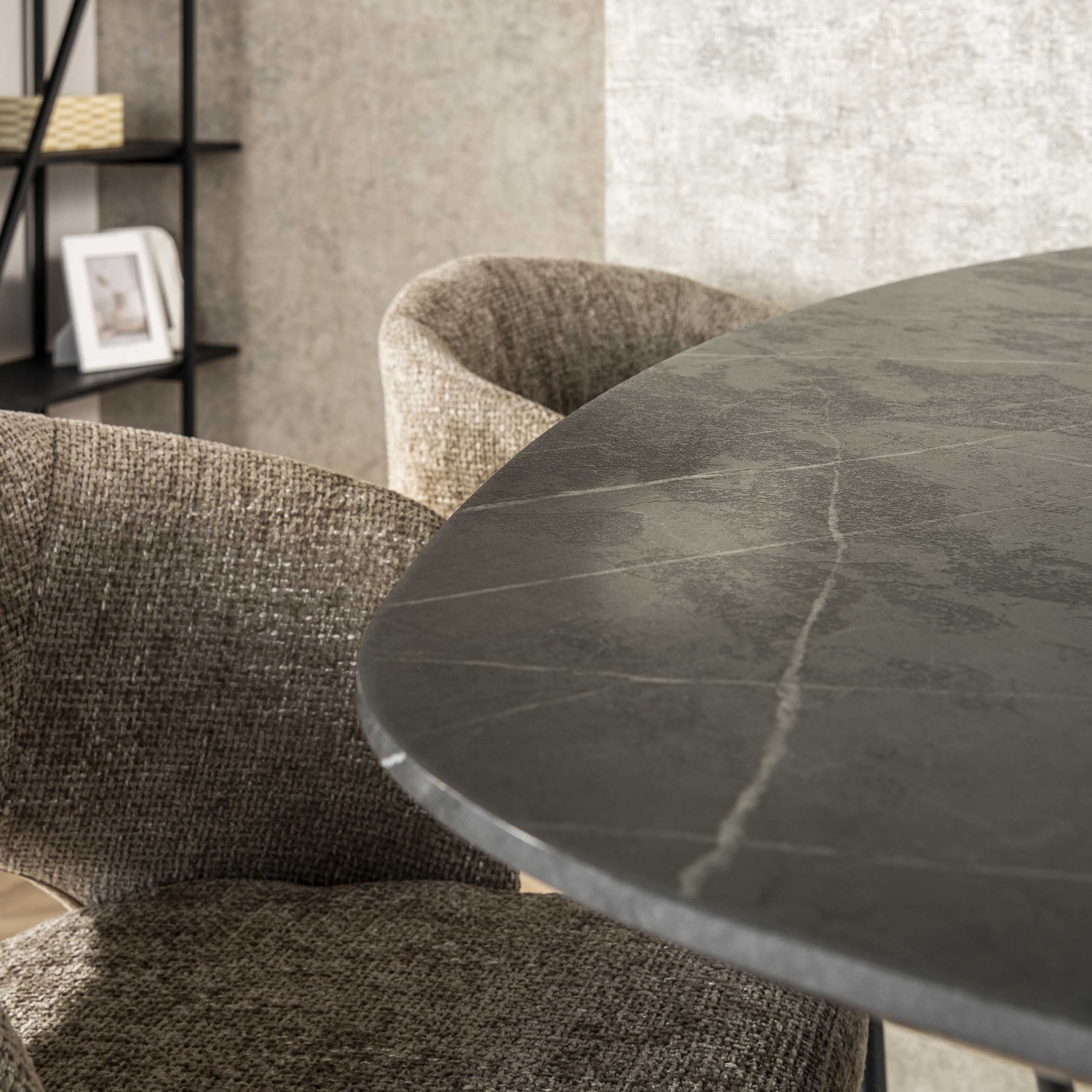 Bartafel Onyx Cross deens ovaal 140cm / 3D melamine graphite - Zijlstra