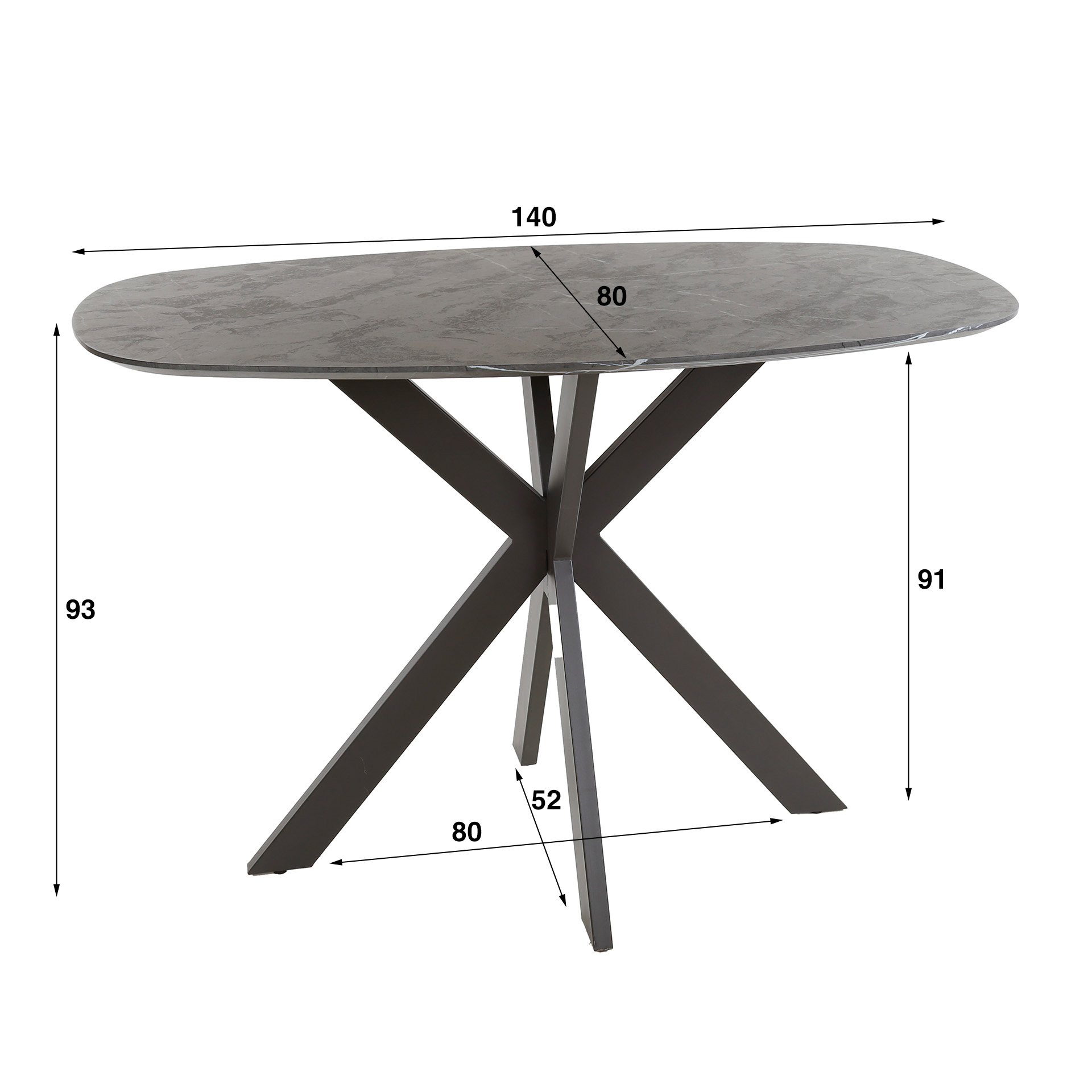 Bar table Onyx Cross Danish oval 140cm / 3D melamine graphite - Zijlstra