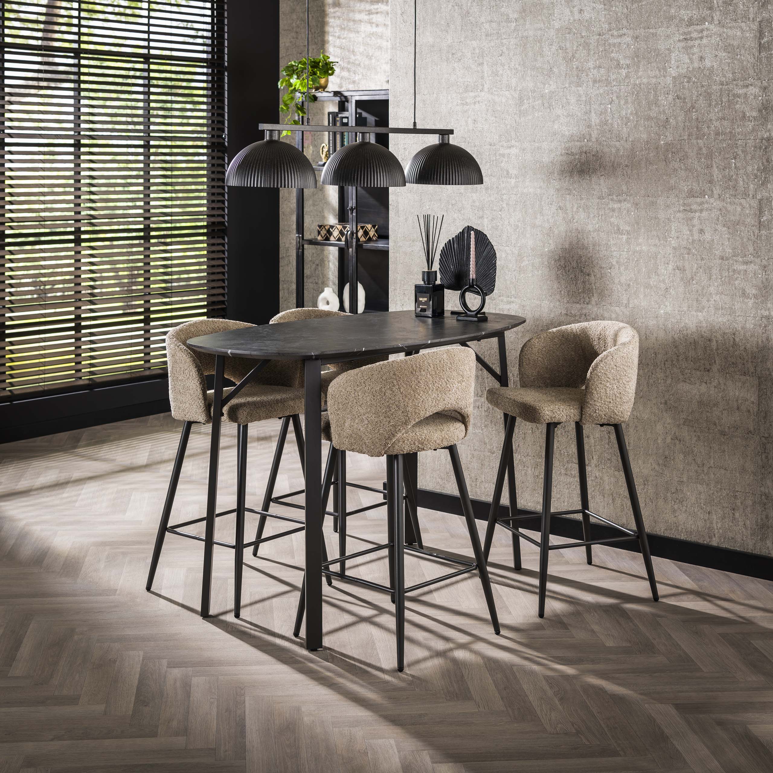 Bar table Onyx Danish oval 140cm / 3D melamine graphite - Zijlstra