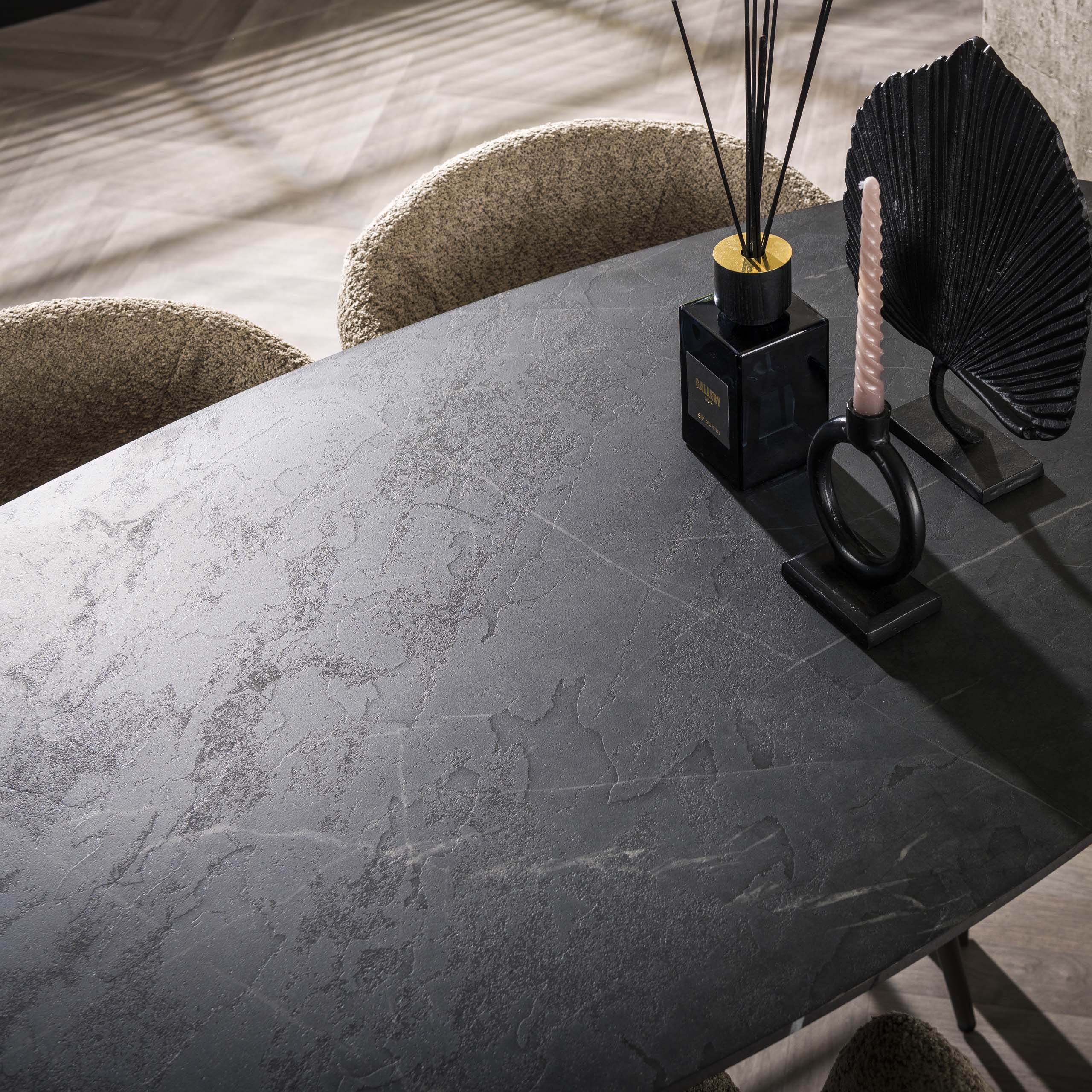 Bartafel Onyx deens ovaal 140cm / 3D melamine graphite - Zijlstra