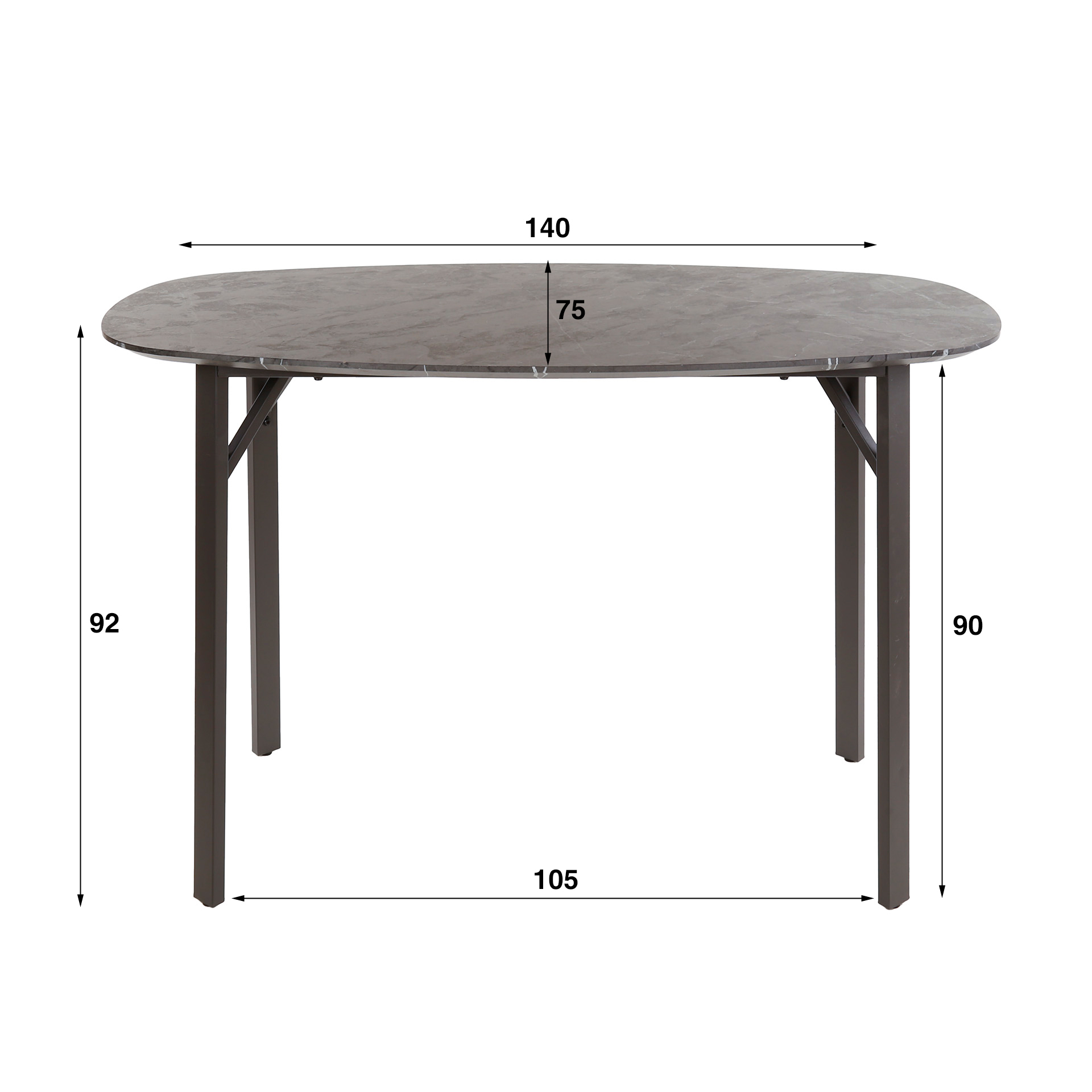 Bar table Onyx Danish oval 140cm / 3D melamine graphite - Zijlstra