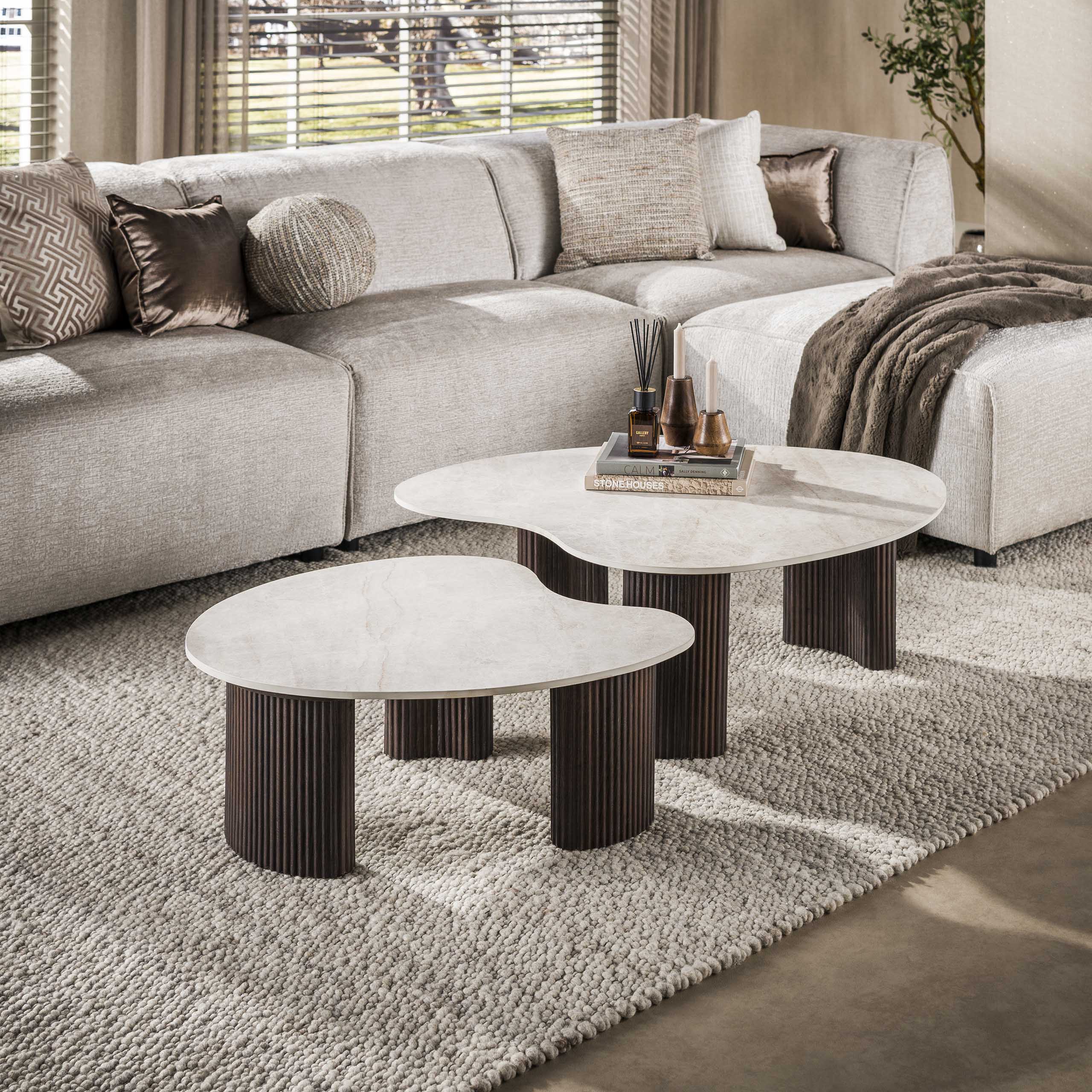 Coffee table set Ceramo aperto (2-piece) in 3D ceramic Taj Mahal - Emmo Design