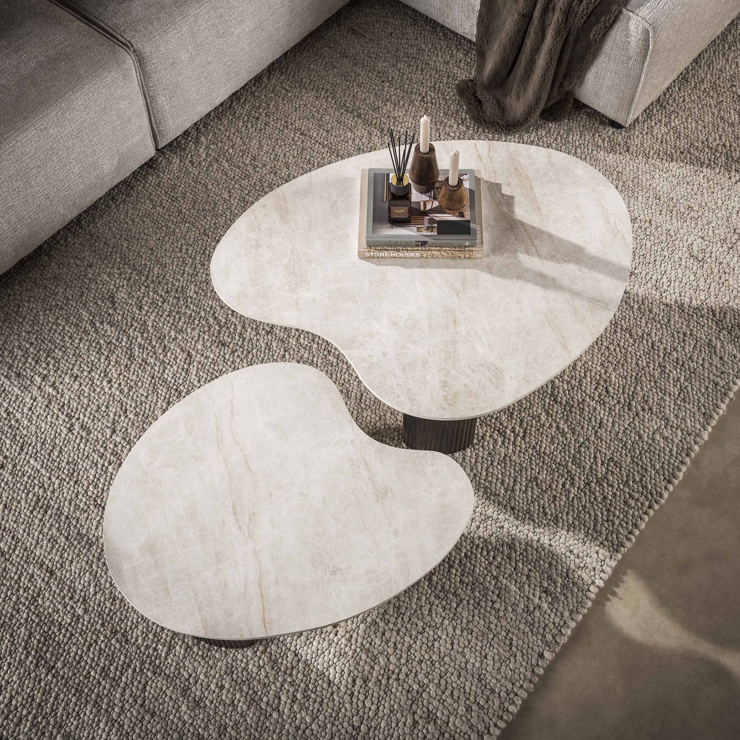 Couchtisch-Set Ceramo aperto (2-teilig) in 3D-Keramik Taj Mahal - Emmo Design