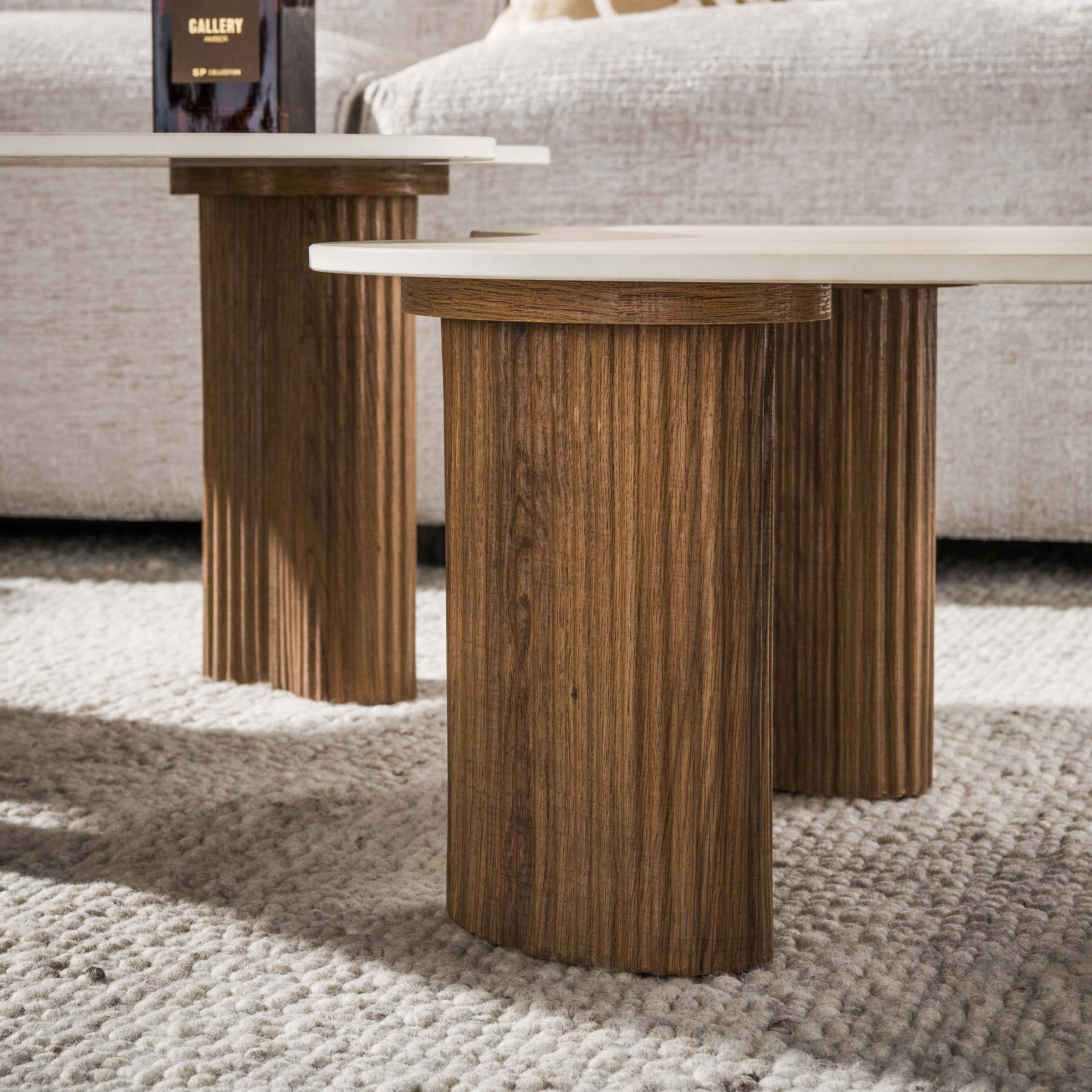 Salontafel Ceramo aperto set van 2 / 3D keramiek travertin - Zijlstra