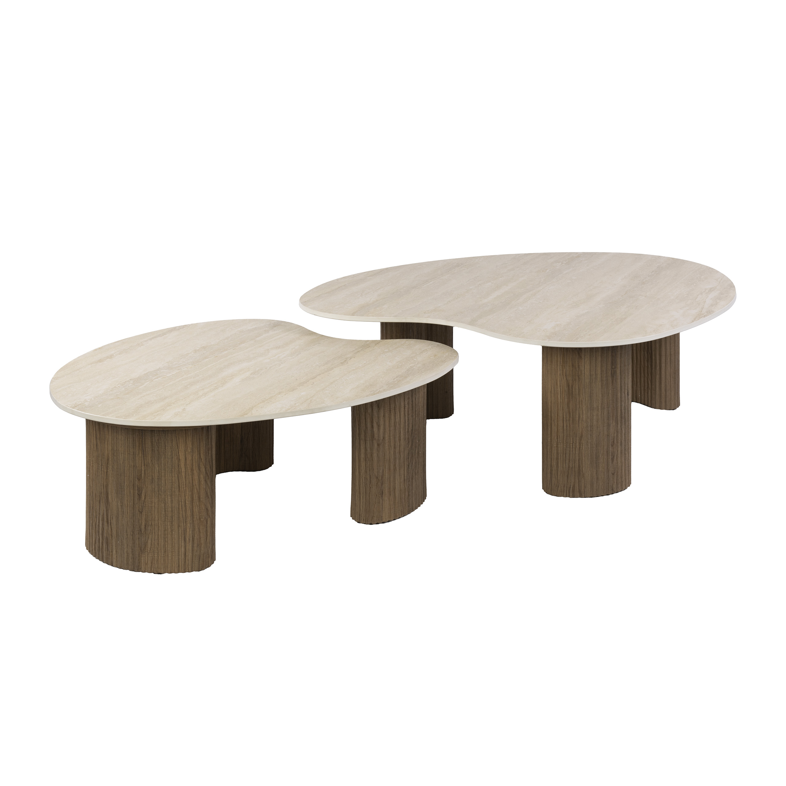 Salontafel Ceramo aperto set van 2 / 3D keramiek travertin - Zijlstra