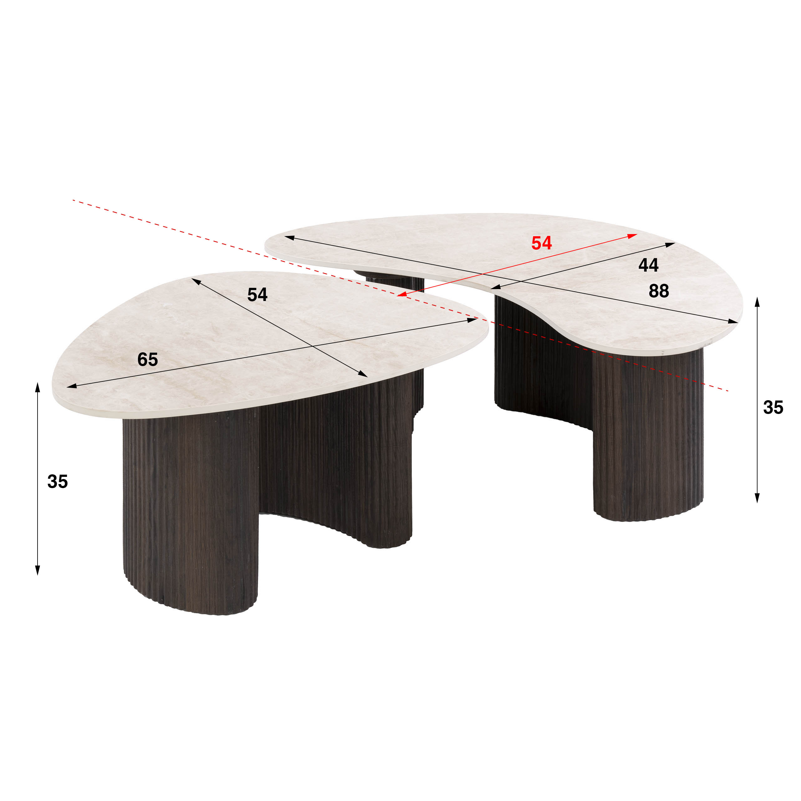 Organisches Couchtisch-Set Ceramo (2-teilig) in 3D-Keramik Taj Mahal - Emmo Design