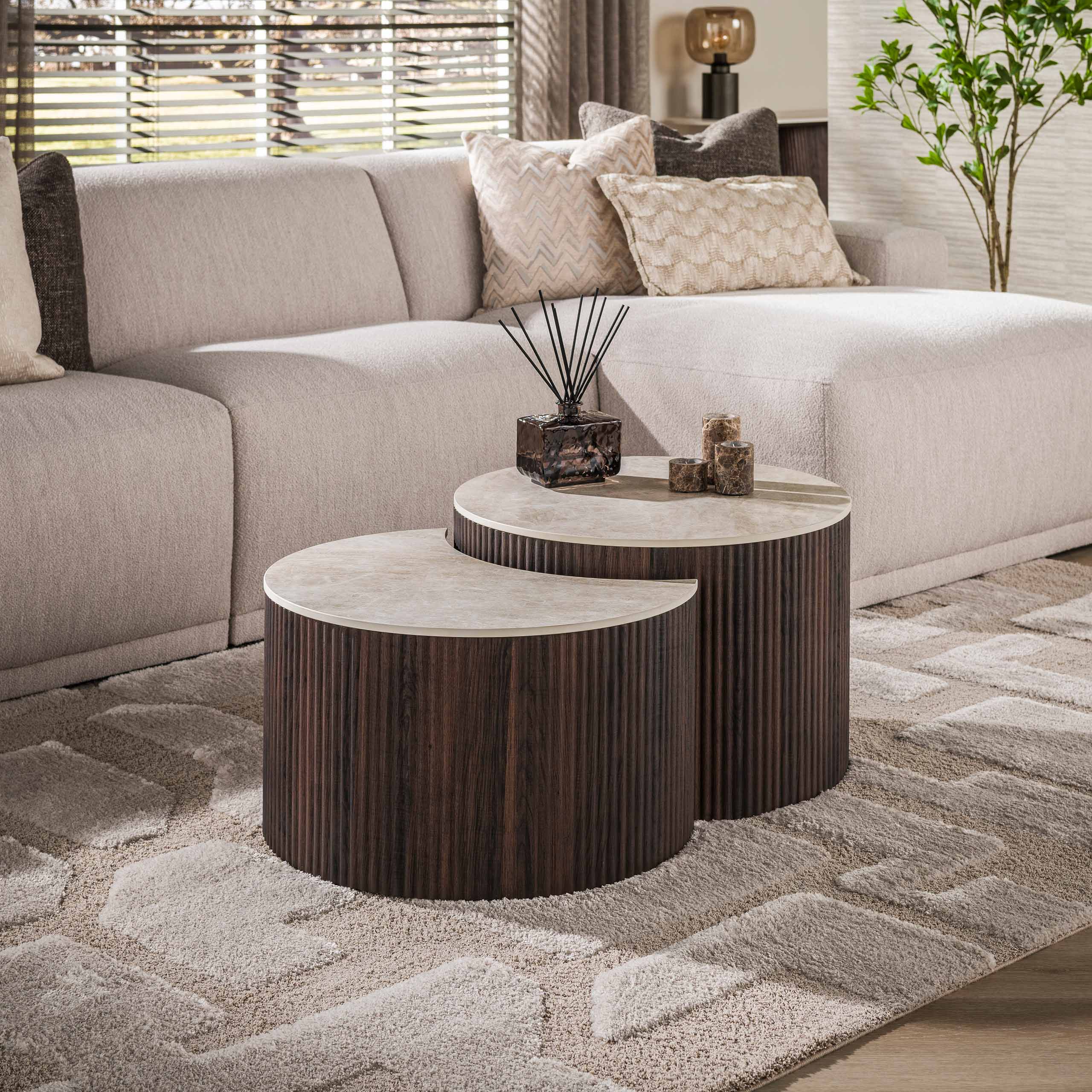 Salontafel Ceramo half rond set van 2 / 3D keramiek Taj Mahal - Zijlstra
