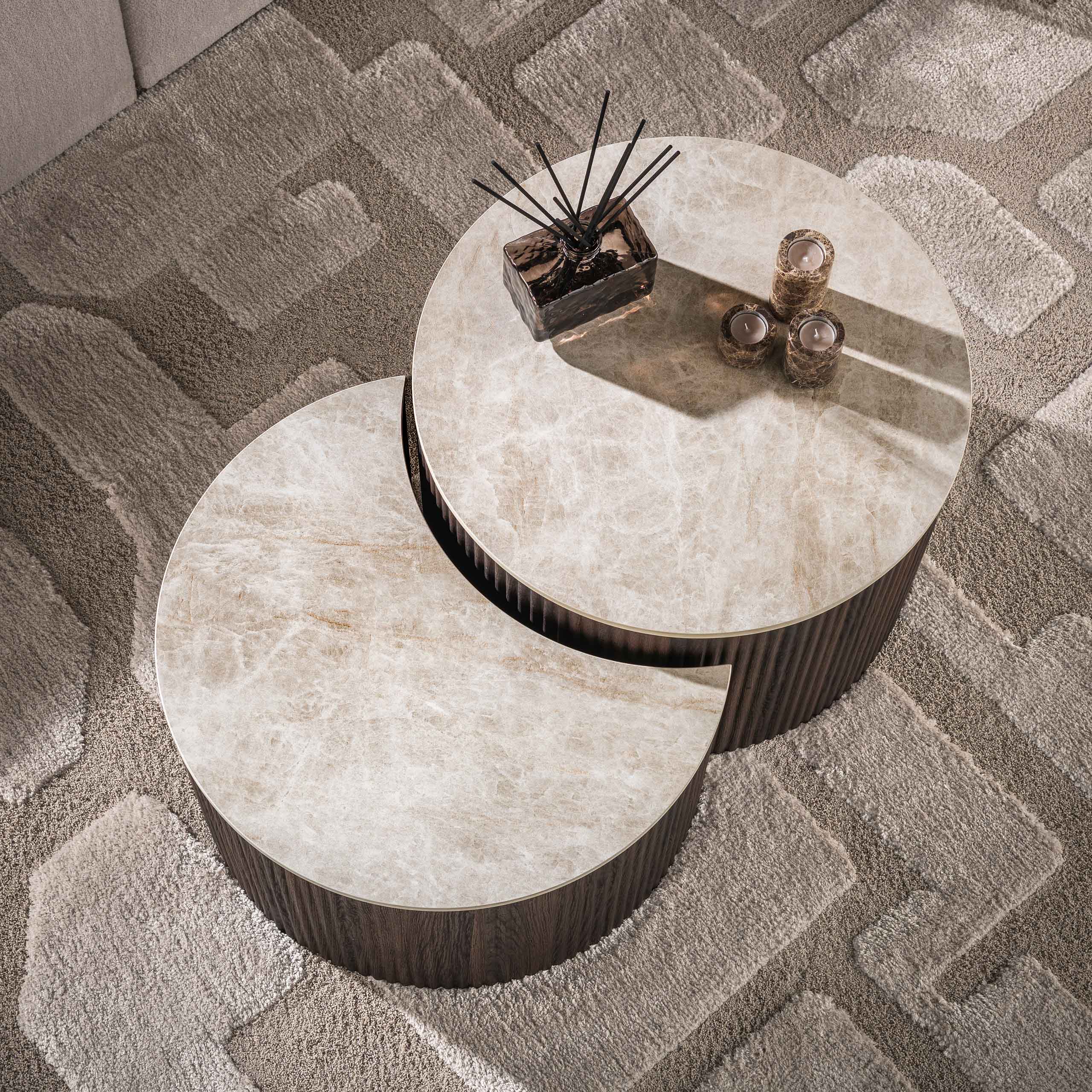 Salontafel Ceramo half rond set van 2 / 3D keramiek Taj Mahal - Zijlstra