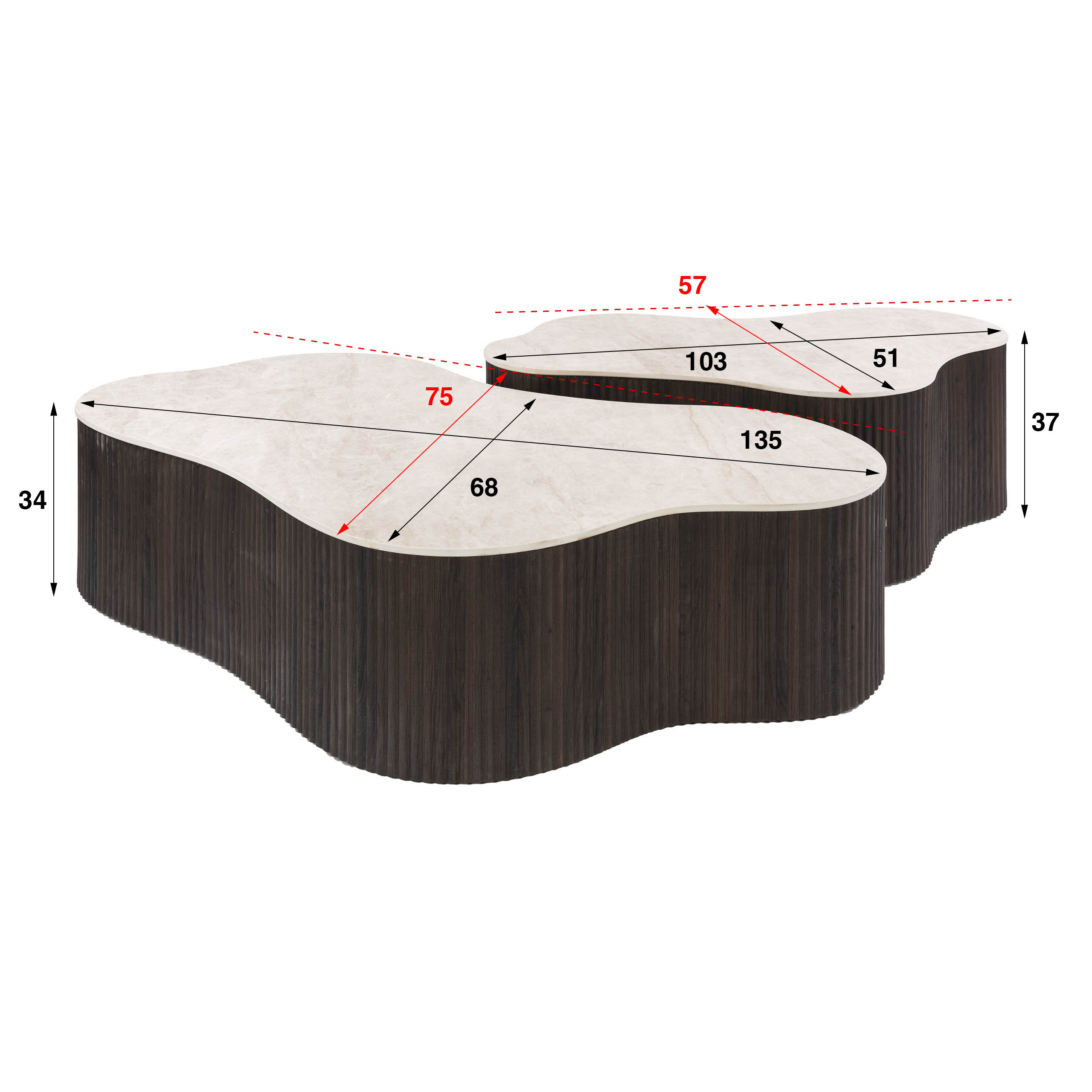 Couchtisch-Set Ceramo grande (2-teilig) in 3D-Keramik Taj Mahal - Emmo Design
