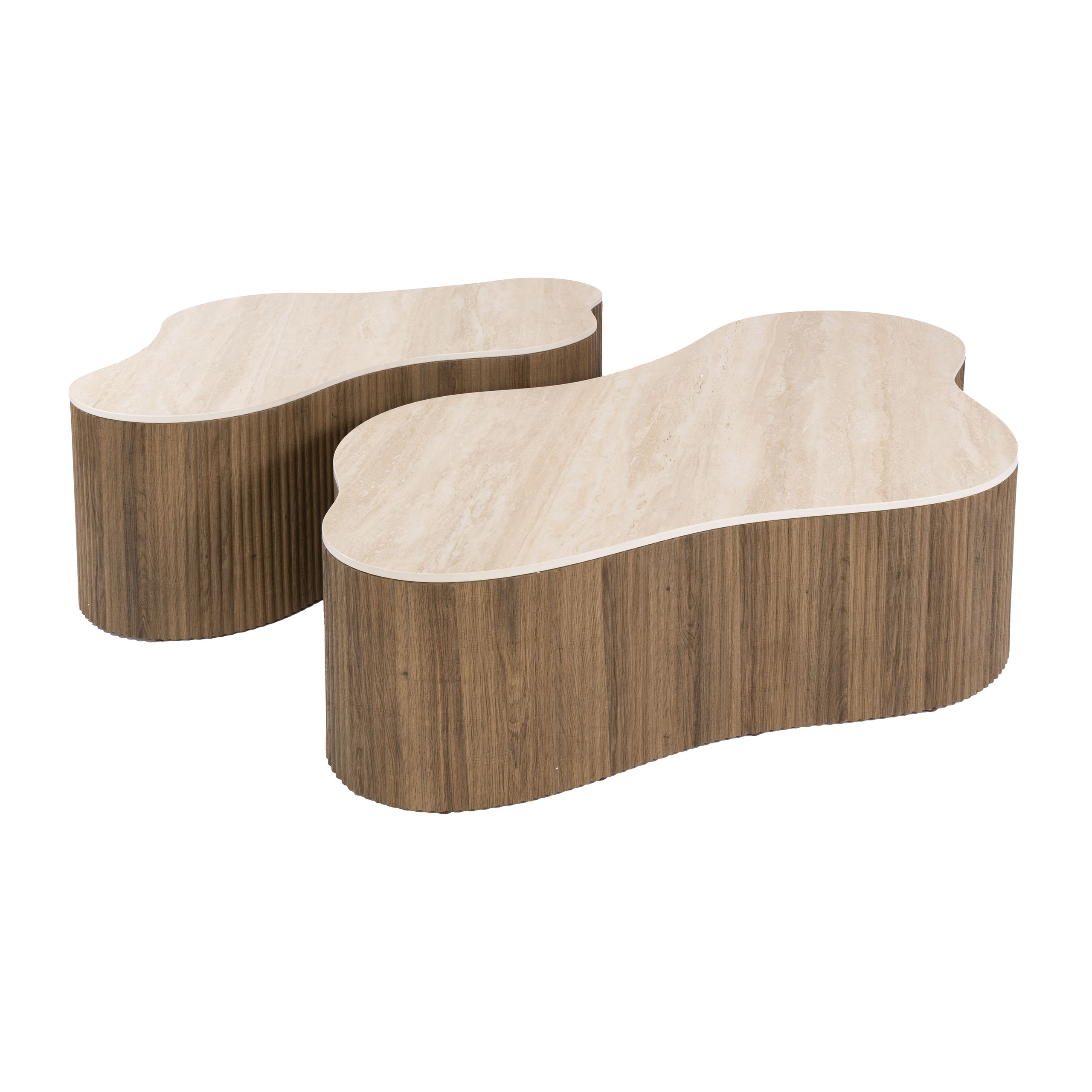Salontafel Ceramo grande set van 2 / 3D keramiek travertin - Zijlstra
